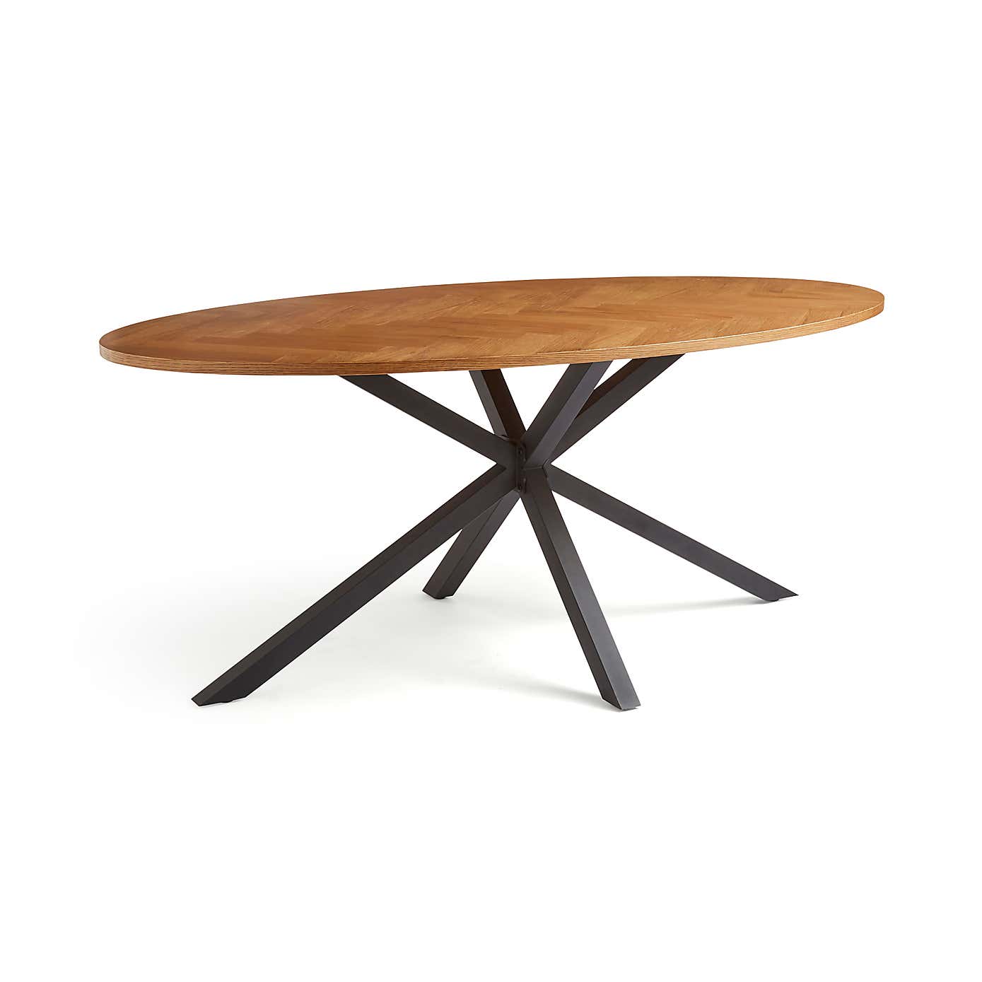 Xavi 6 Seater Oval Parquet Dining Table, Oak