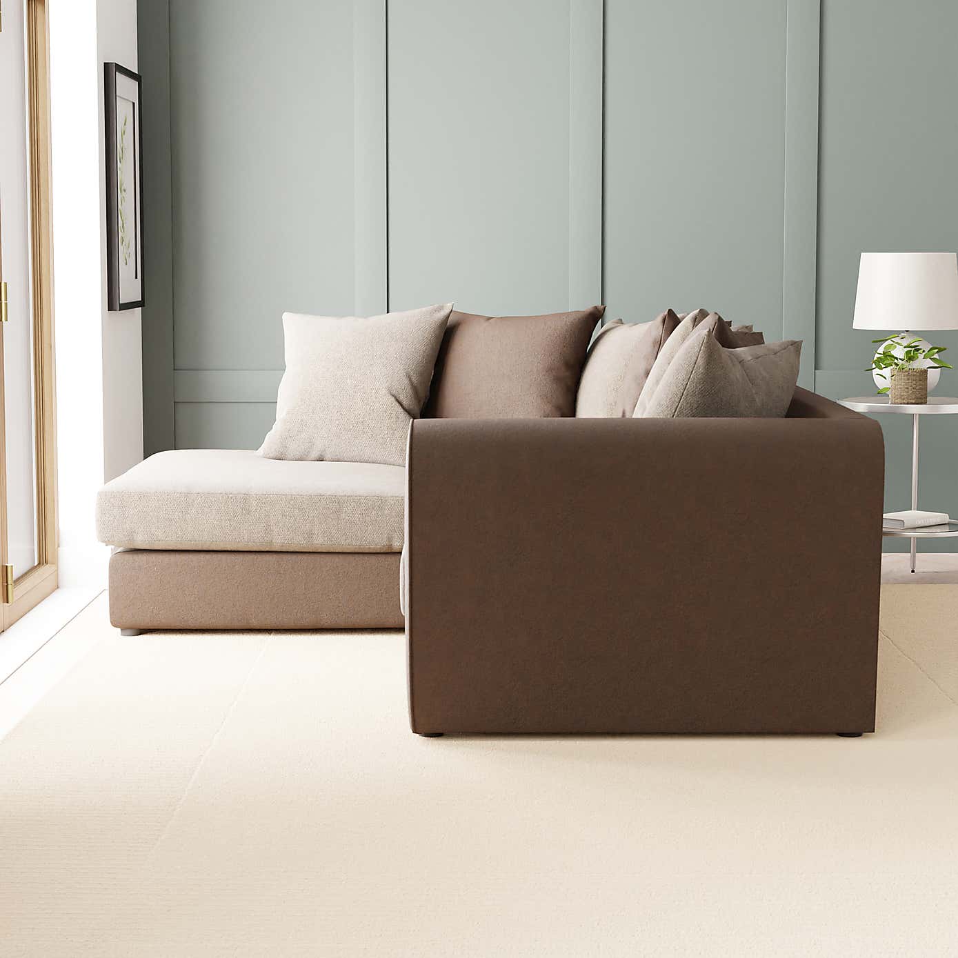 Blake Soft Faux Leather Combo Corner Sofa