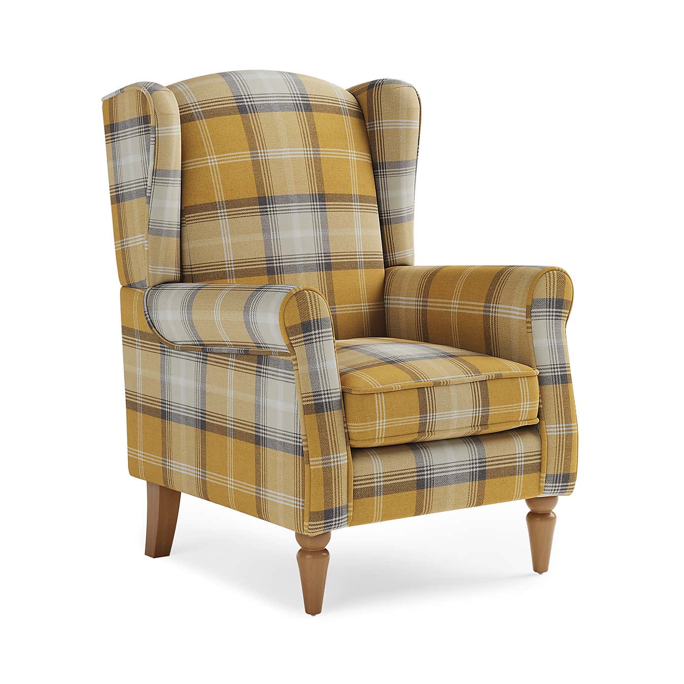 Oswald Check Wingback Armchair