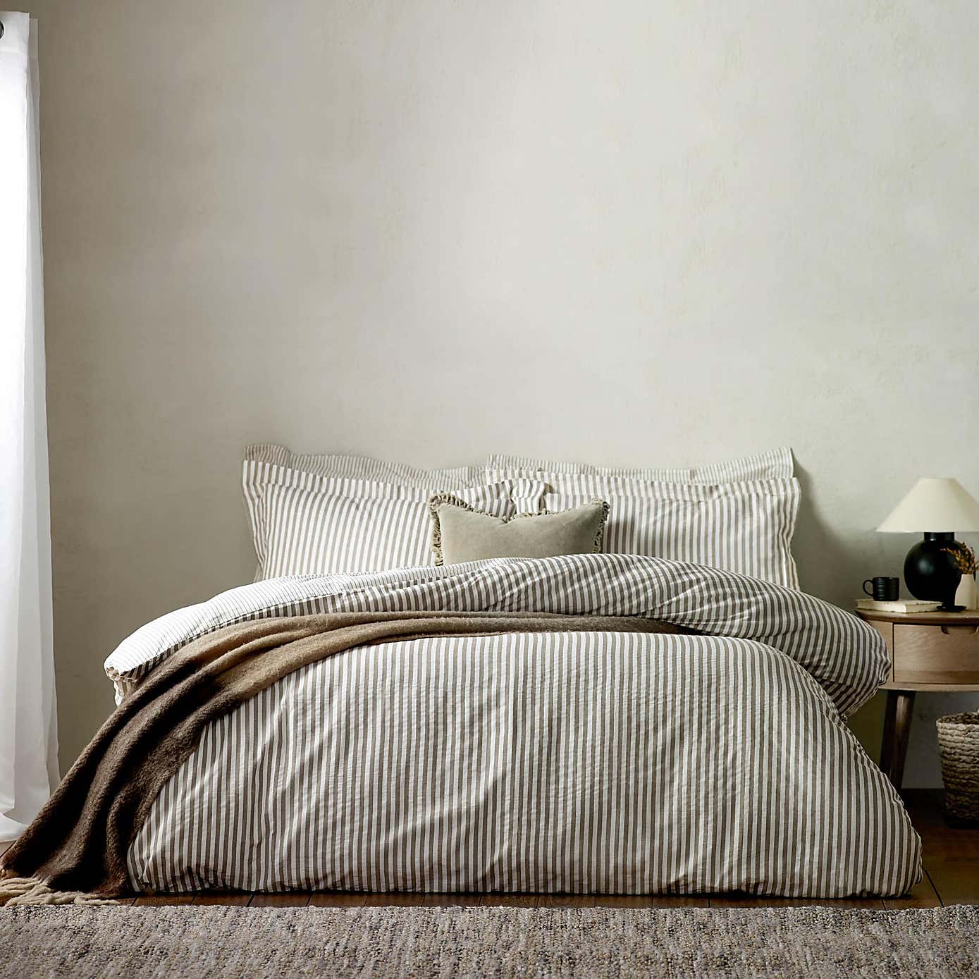 The Linen Yard Hebden Reversible 100% Cotton Duvet Cover & Pillowcase Set