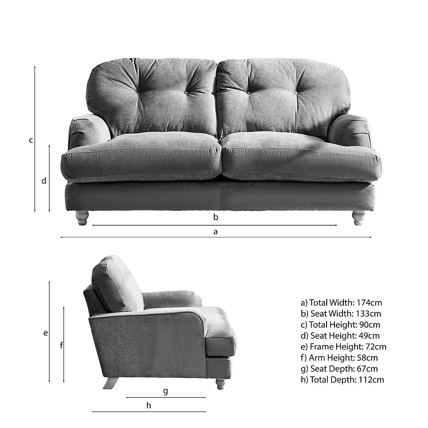 Martha Faux Linen 2 Seater Sofa