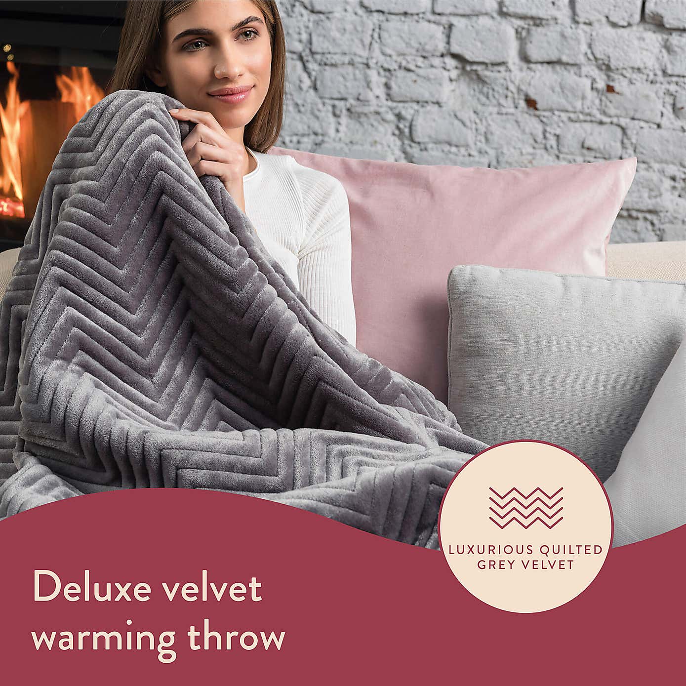 Herringbone Velvet Plush Throw