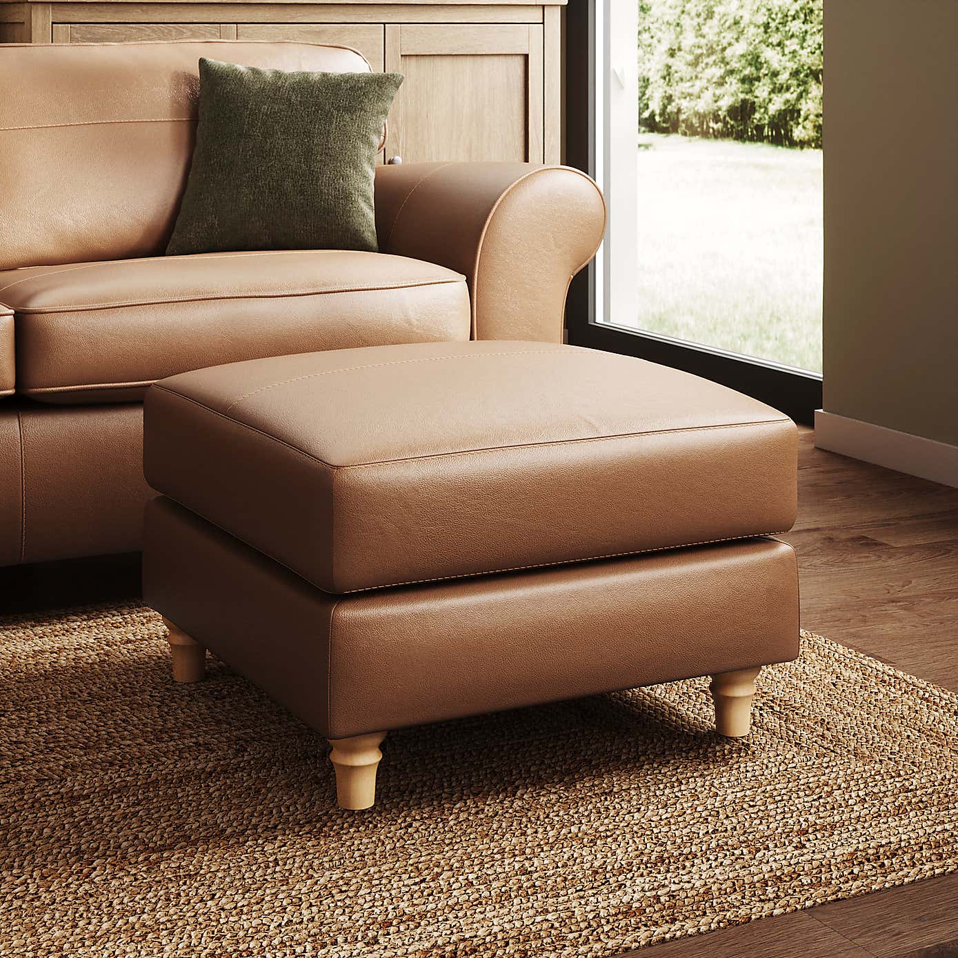Flori Classic Leather Footstool