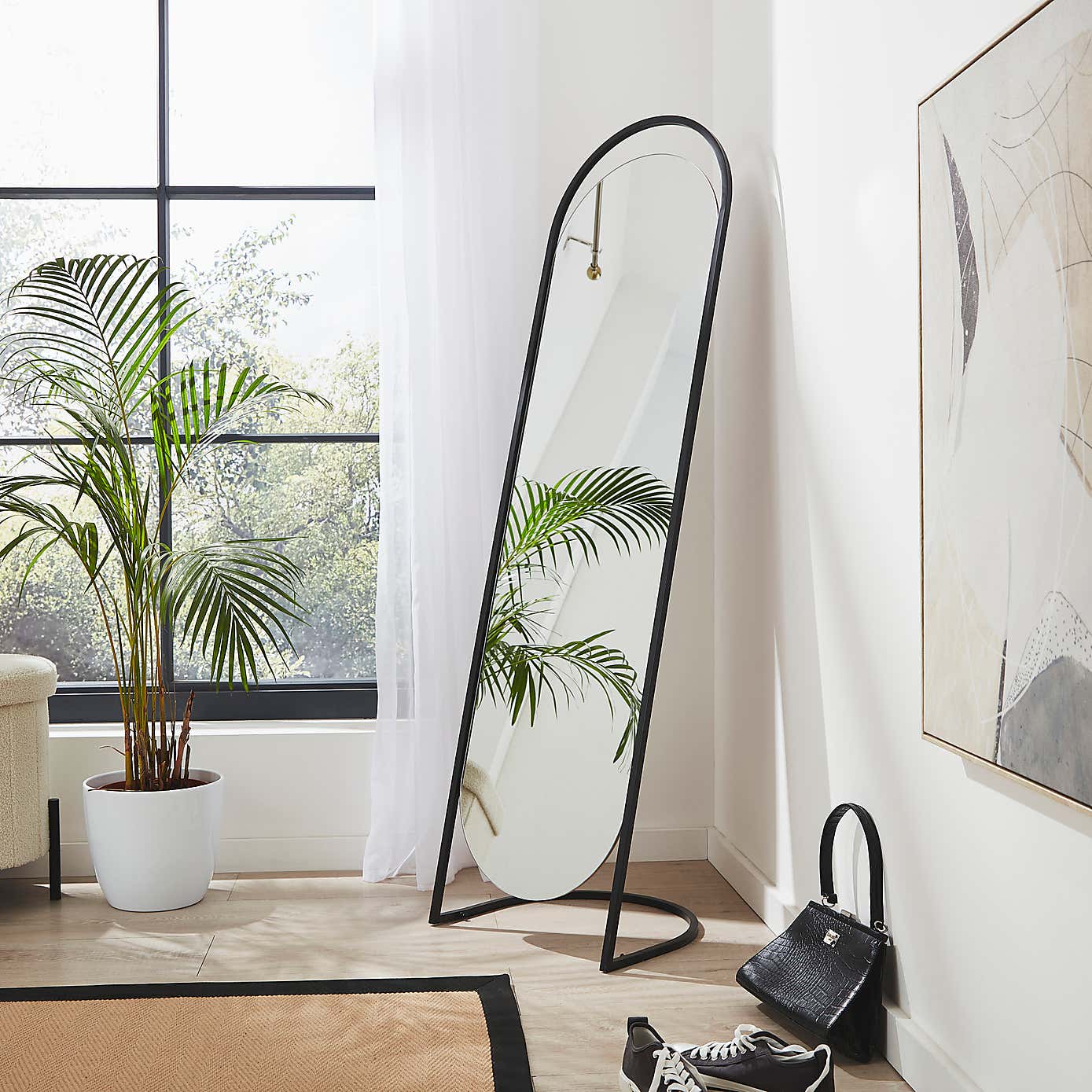 Modern Arched Full Length Free Standing Mirror