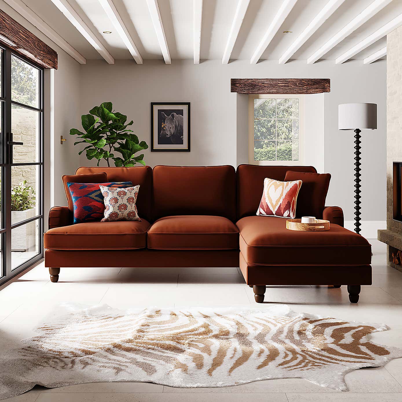 Beatrice Velvet Left Hand Corner Sofa