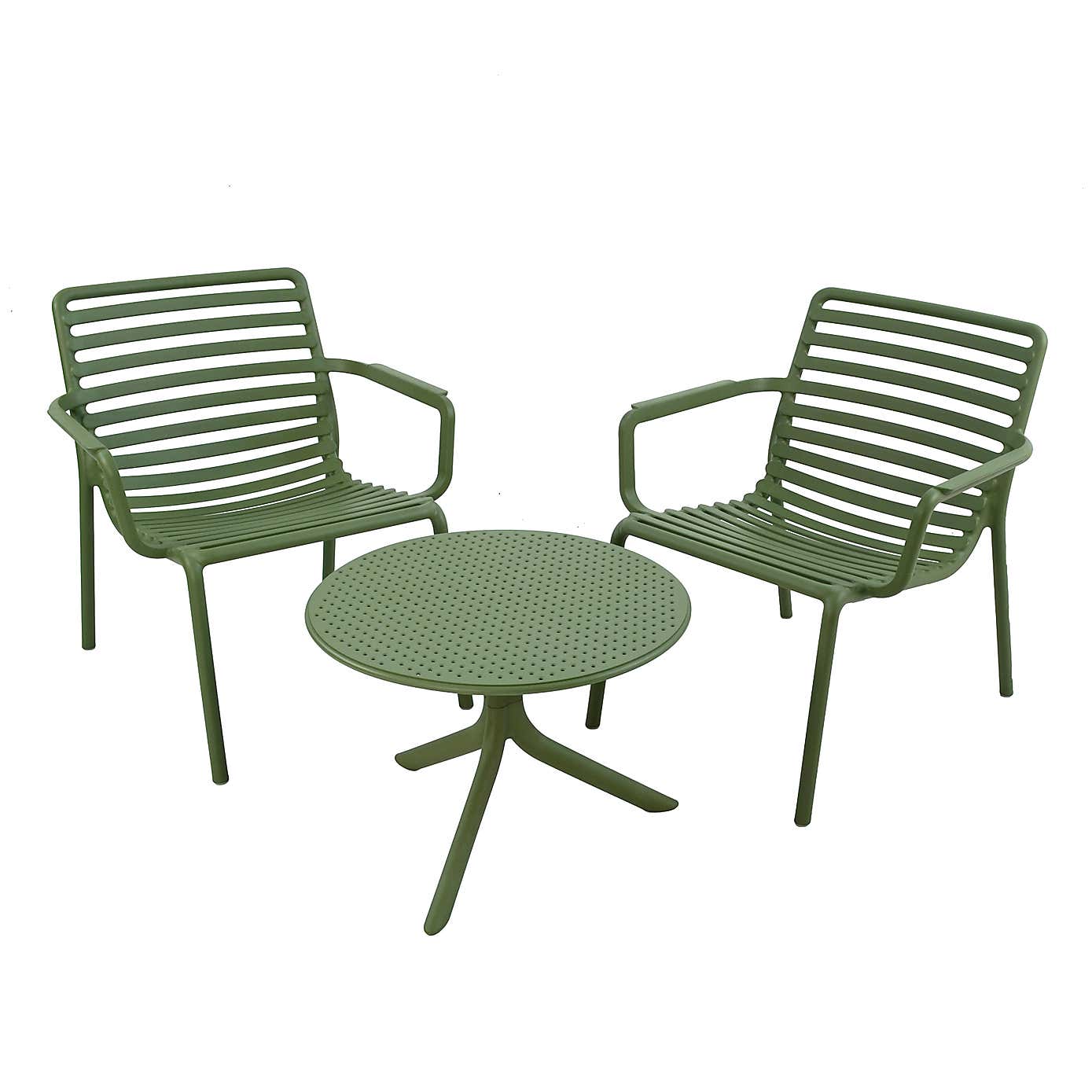 Nardi Step Low Round Table with 2 Doga Relax Chairs