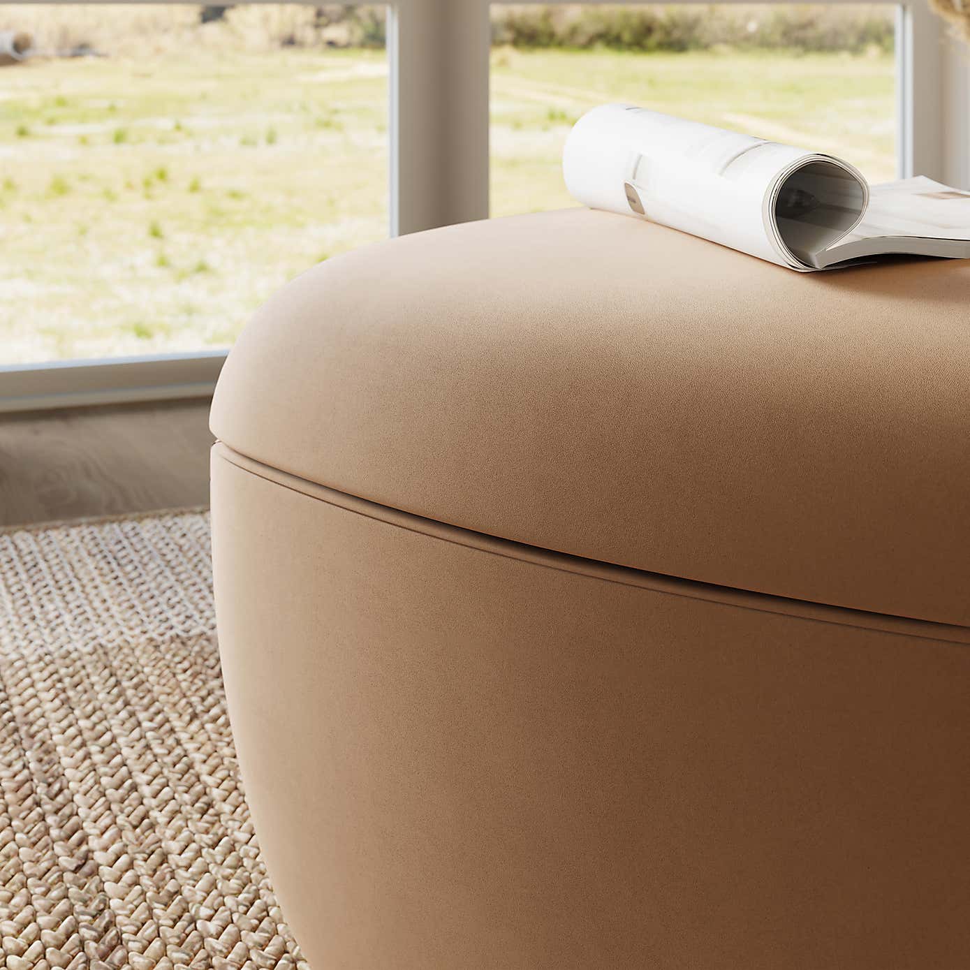 Modern Curves Velvet Storage Footstool