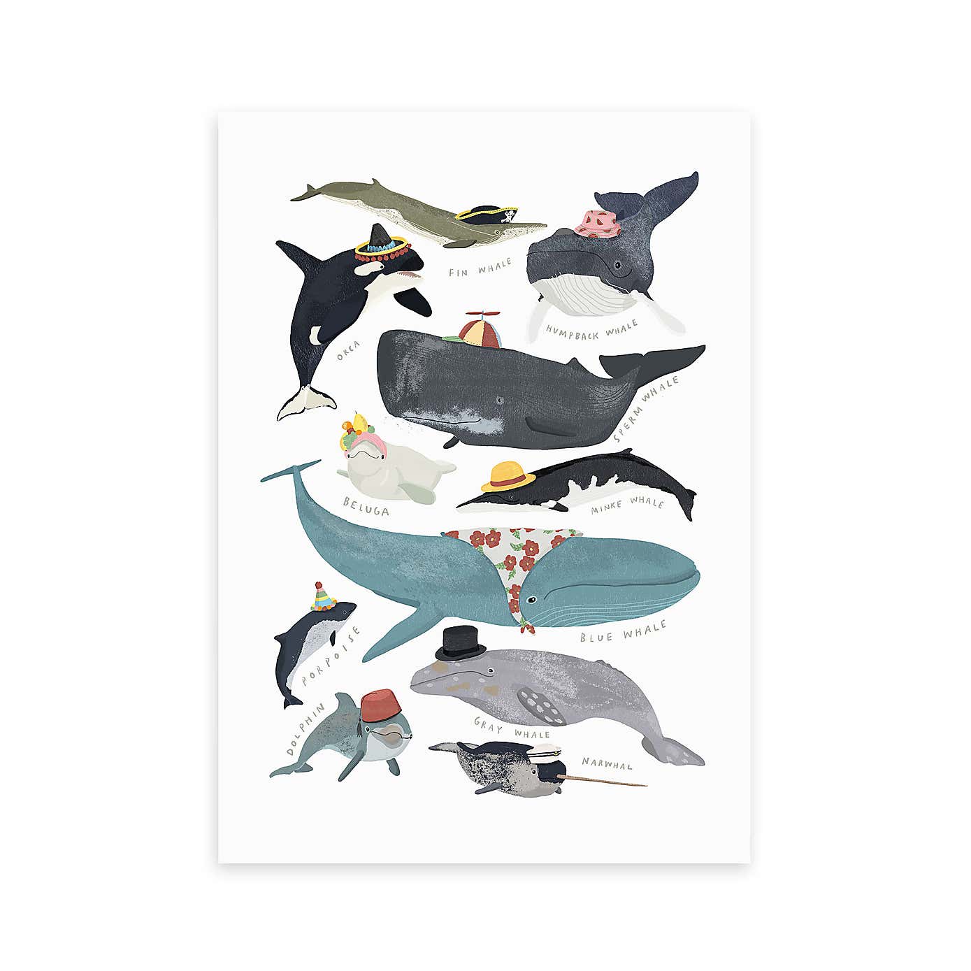 East End Prints Whales In Hats Print