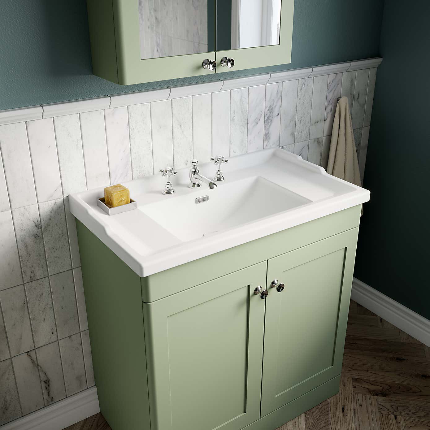 Classique Floor Standing 2 Door Vanity Unit with Ceramic Basin