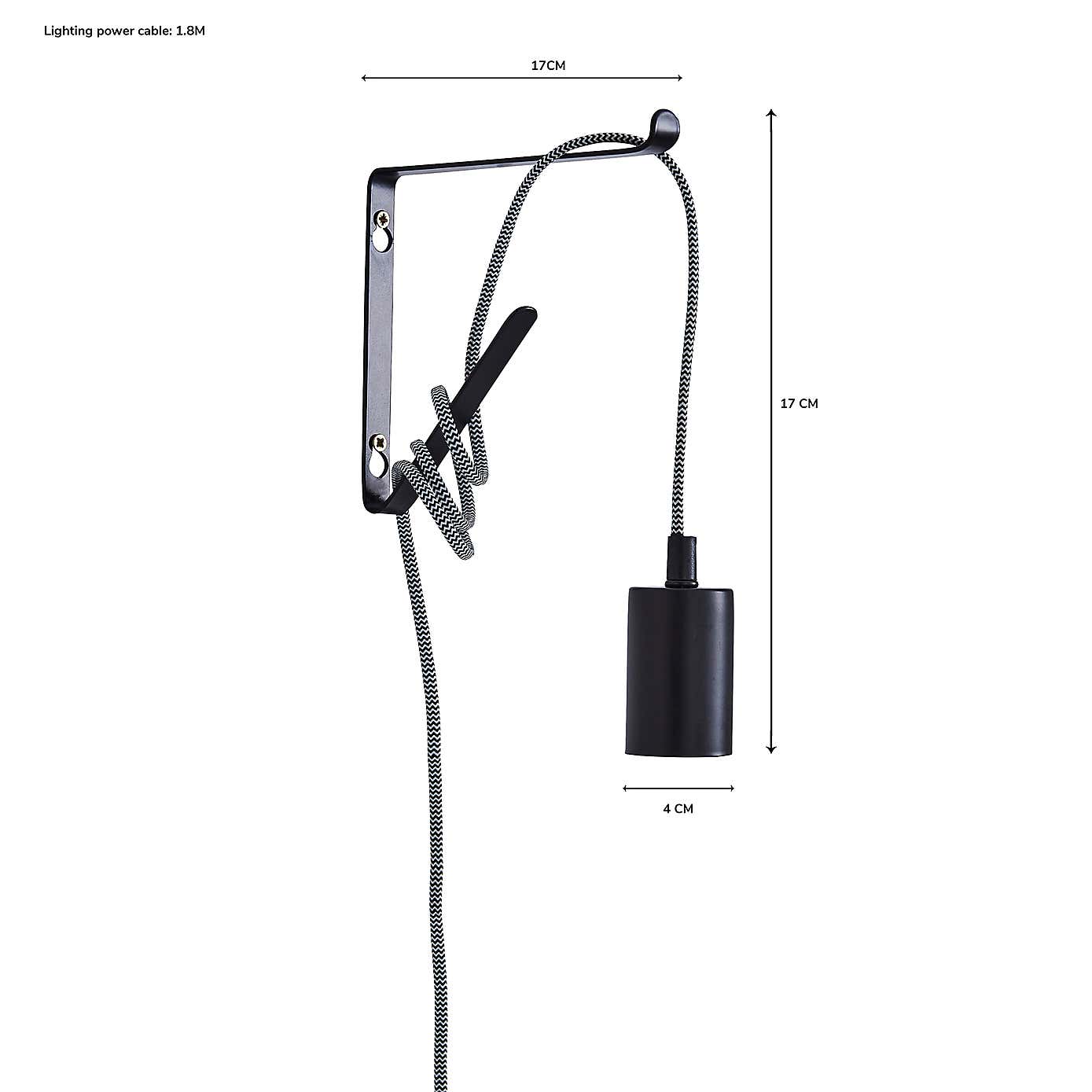 Set of 2 Bradford Plug in Flex Wall Lights, Matt Black