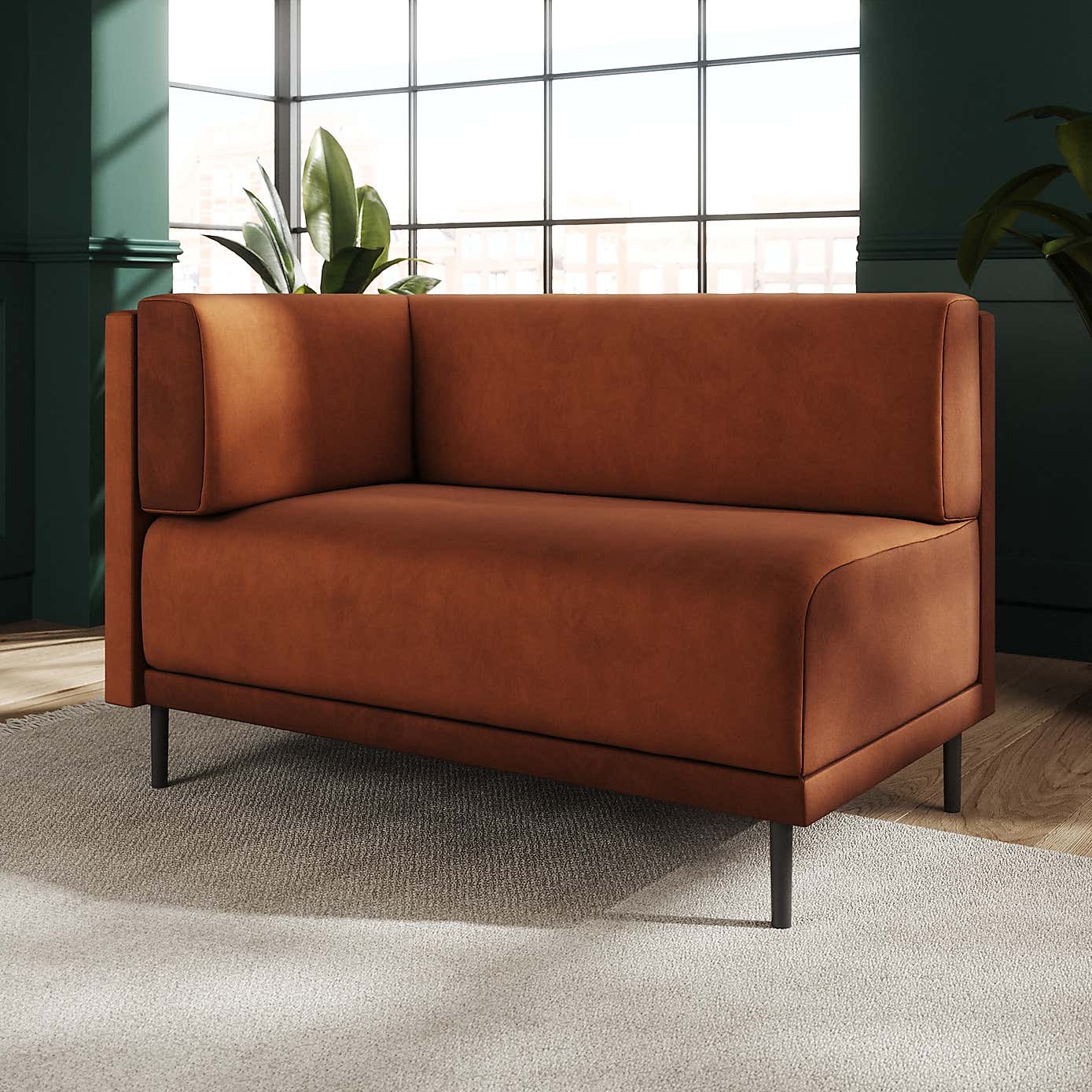 Mae Corner Dining Bench, Matte Plush Velvet