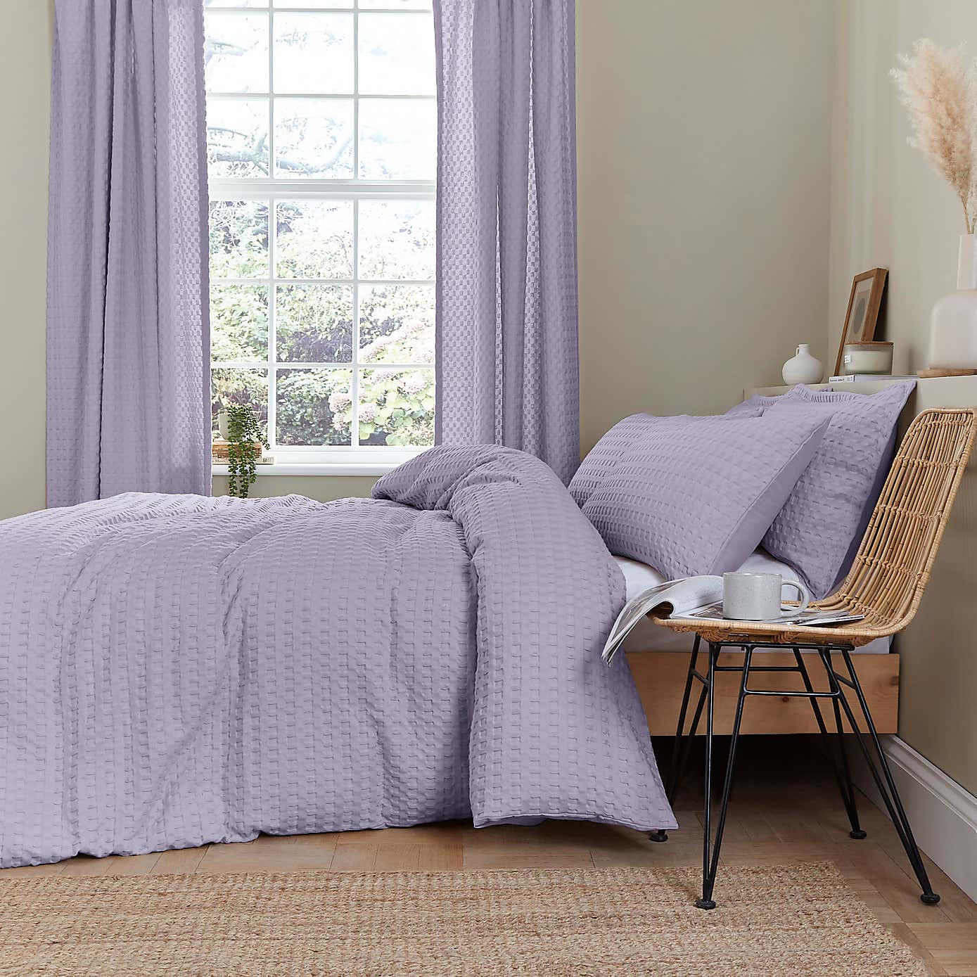 Emerson Waffle Sage Green Duvet Cover and Pillowcase Set