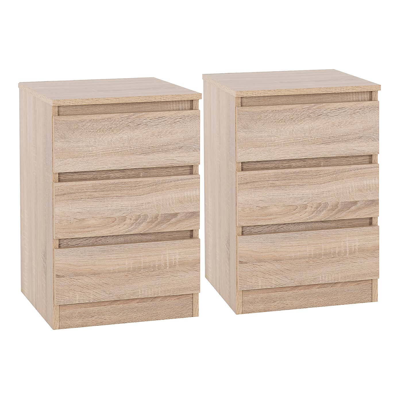 Set of 2 Malvern 3 Drawer Bedside Tables