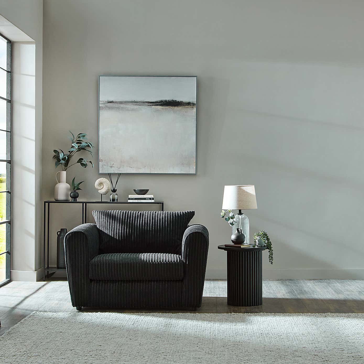 Blake Curved Arm Jumbo Cord Snuggle Chair