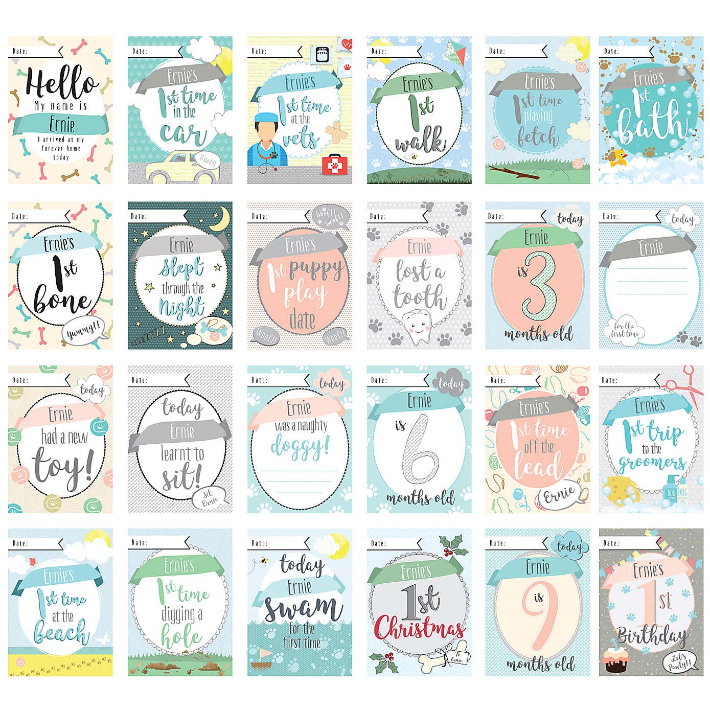 Personalised Puppy Cards Milestone Moments