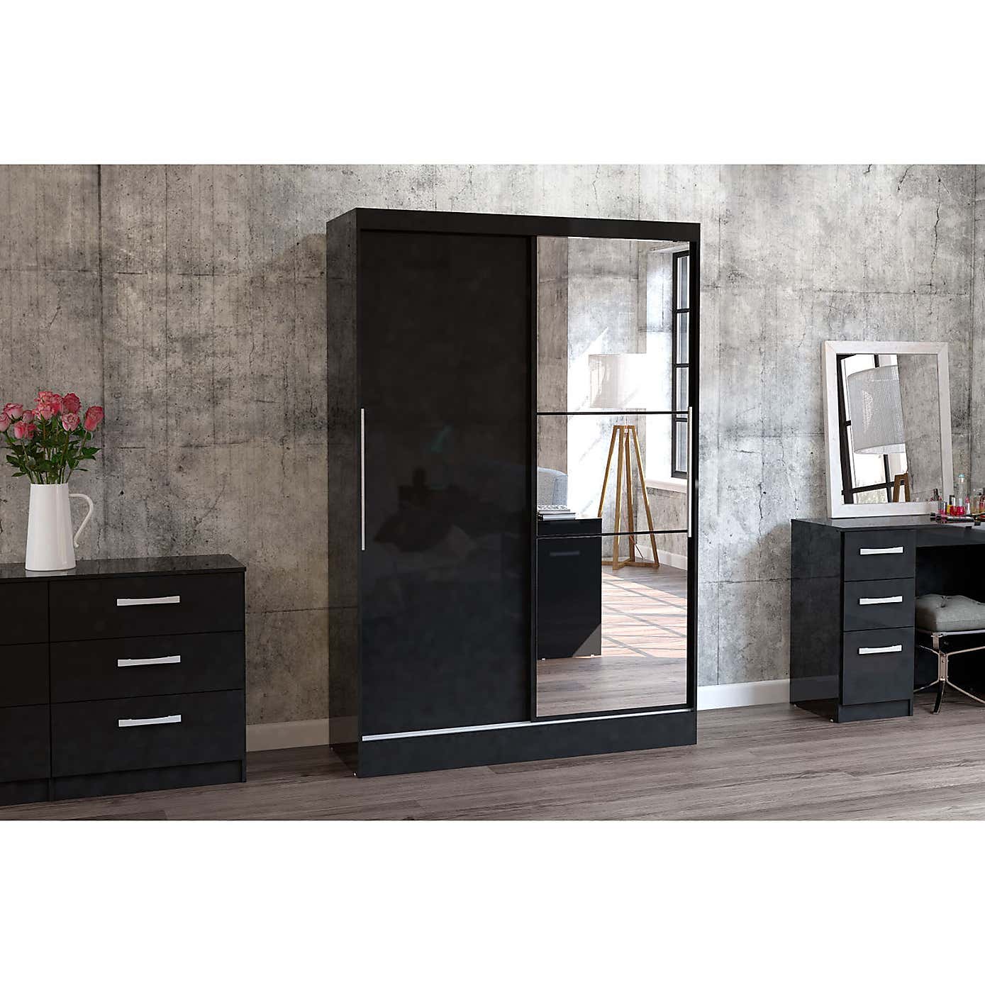 Lynx Grey Double Sliding Wardrobe
