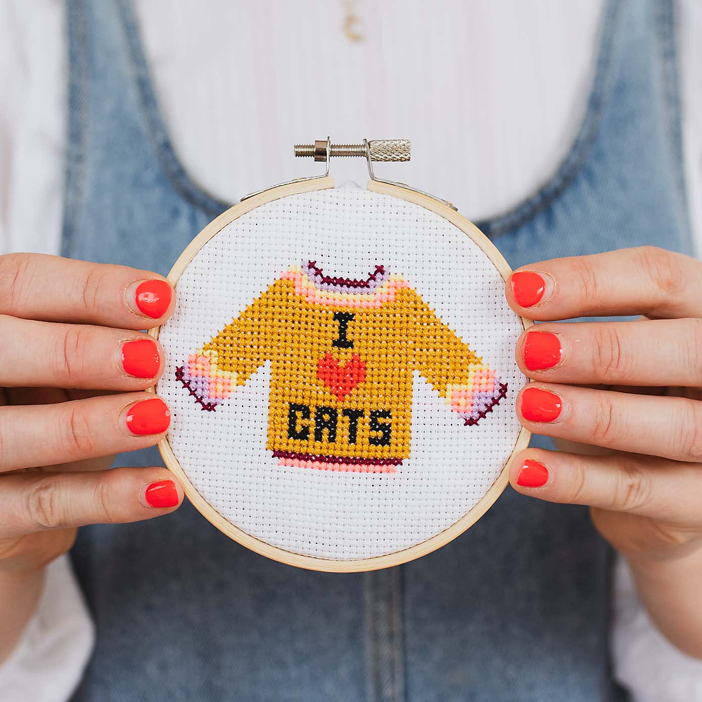 Cotton Clara I love Cats Cross Stitch Kit