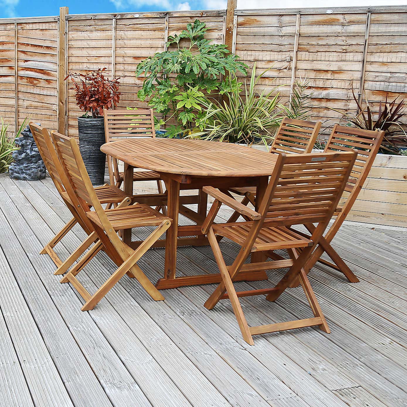 Charles Bentley Acacia 6 Seat Extendable Dining Set