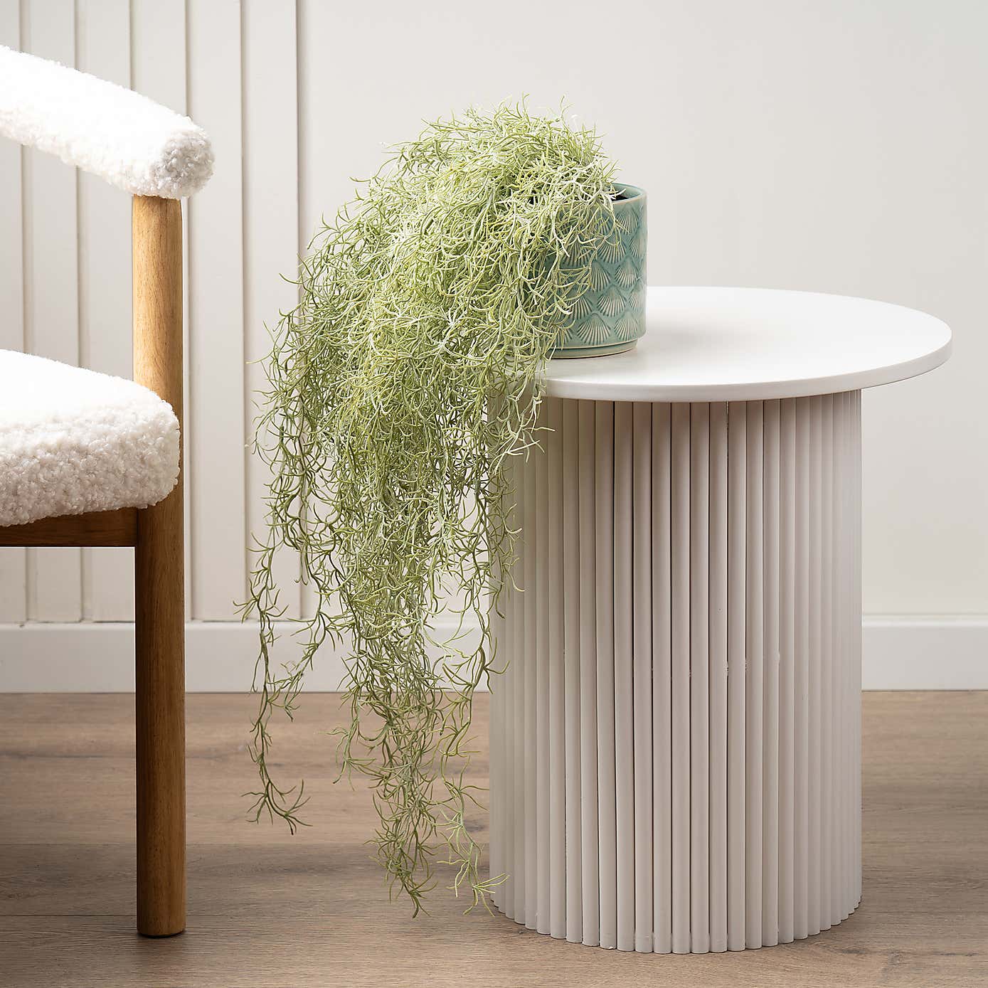 Artificial Trailing Spanish Moss in Black Plastic Plant Pot