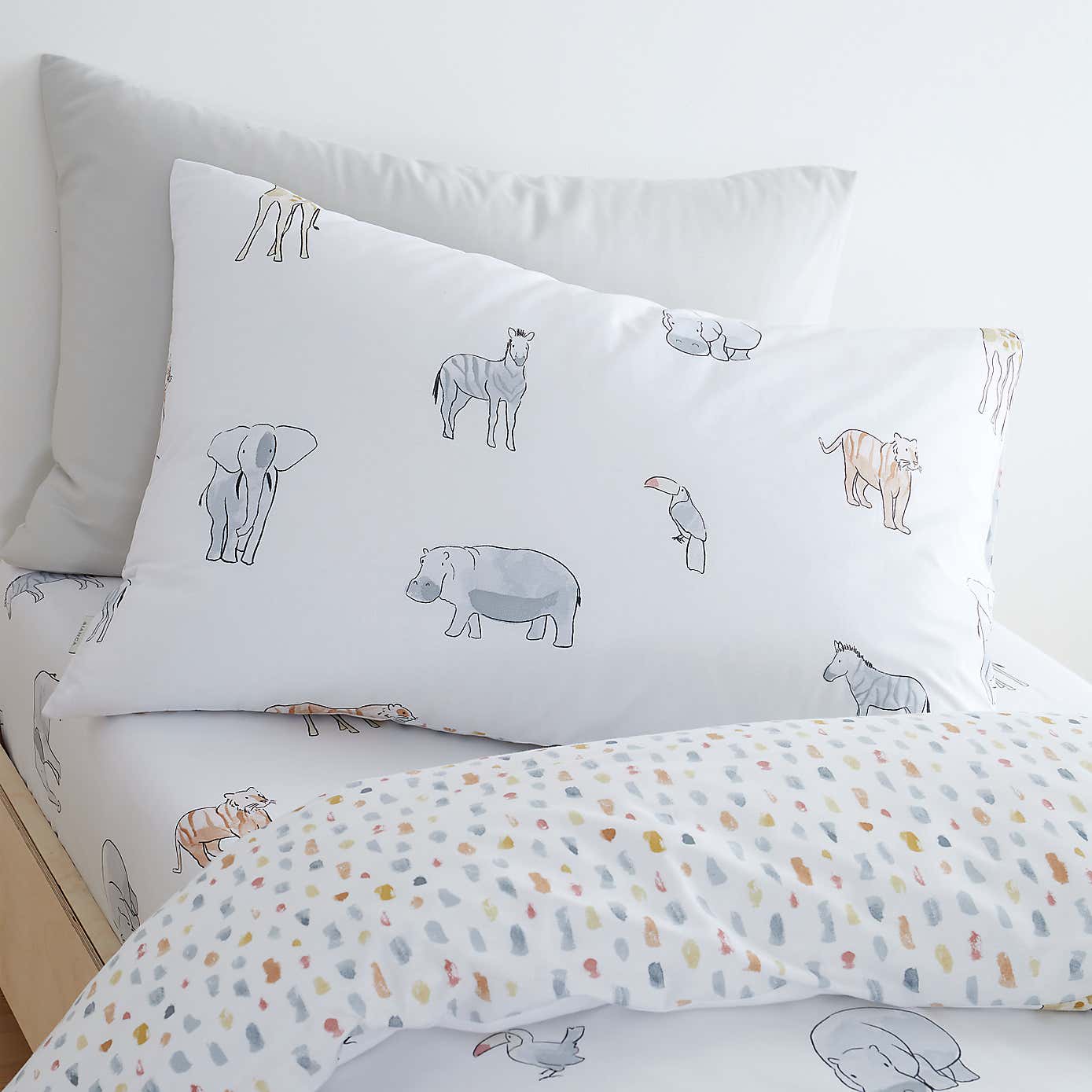 Bianca Zoo Animals 100% Cotton Duvet Cover and Pillowcase Set