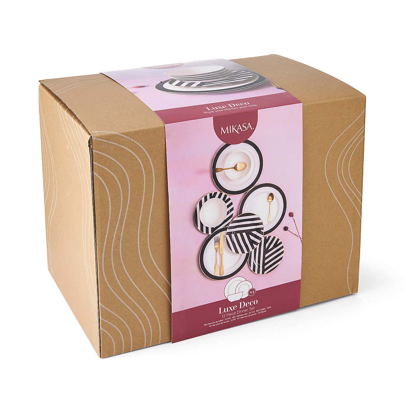 Mikasa Luxe Deco 12 Piece Black & White Clay Dinner Set