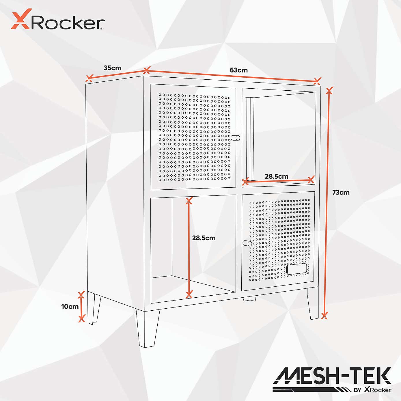 X Rocker MESH TEK Square Shelf Cabinet with 4 Cube Storage