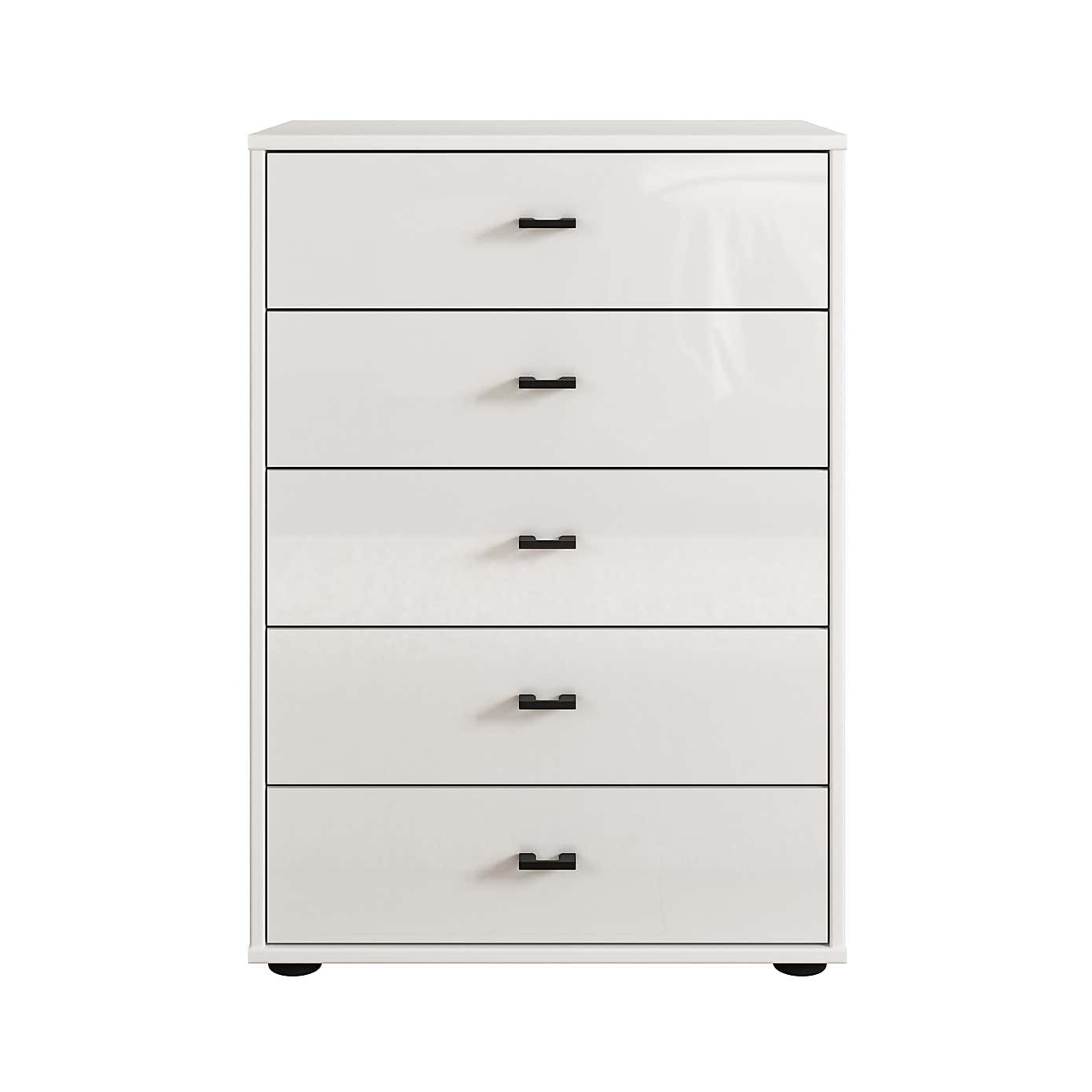 Kahla Glass Fronted Small 5 Drawer Chest