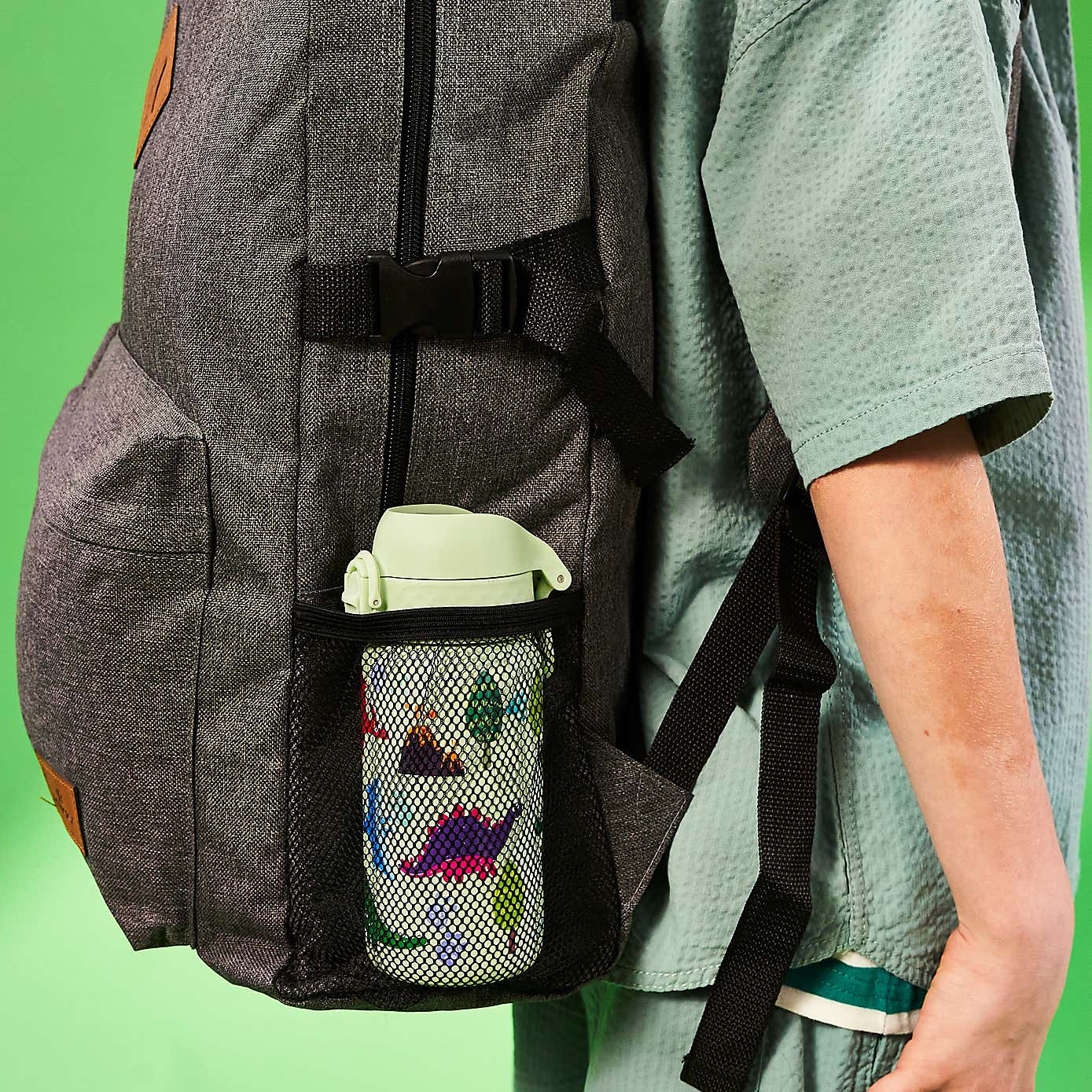 Ion8 Dinosaur Leak Proof Kids Stainless Steel Water Bottle, 400ml