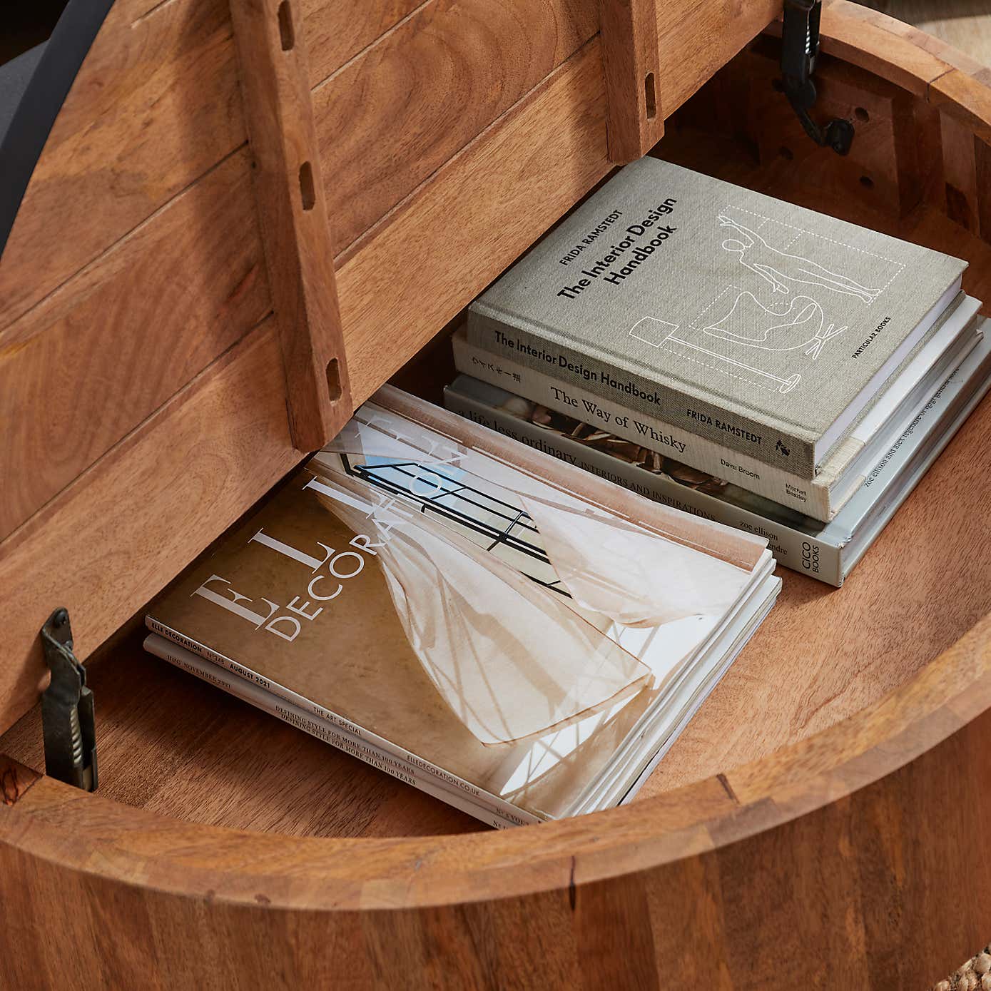 Jaya Round Mango Wood Storage Coffee Table