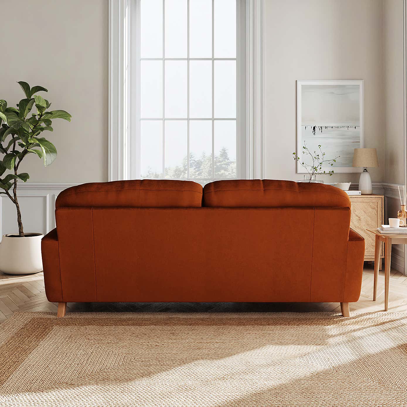 Martha Matte Plush Velvet 3 Seater Sofa