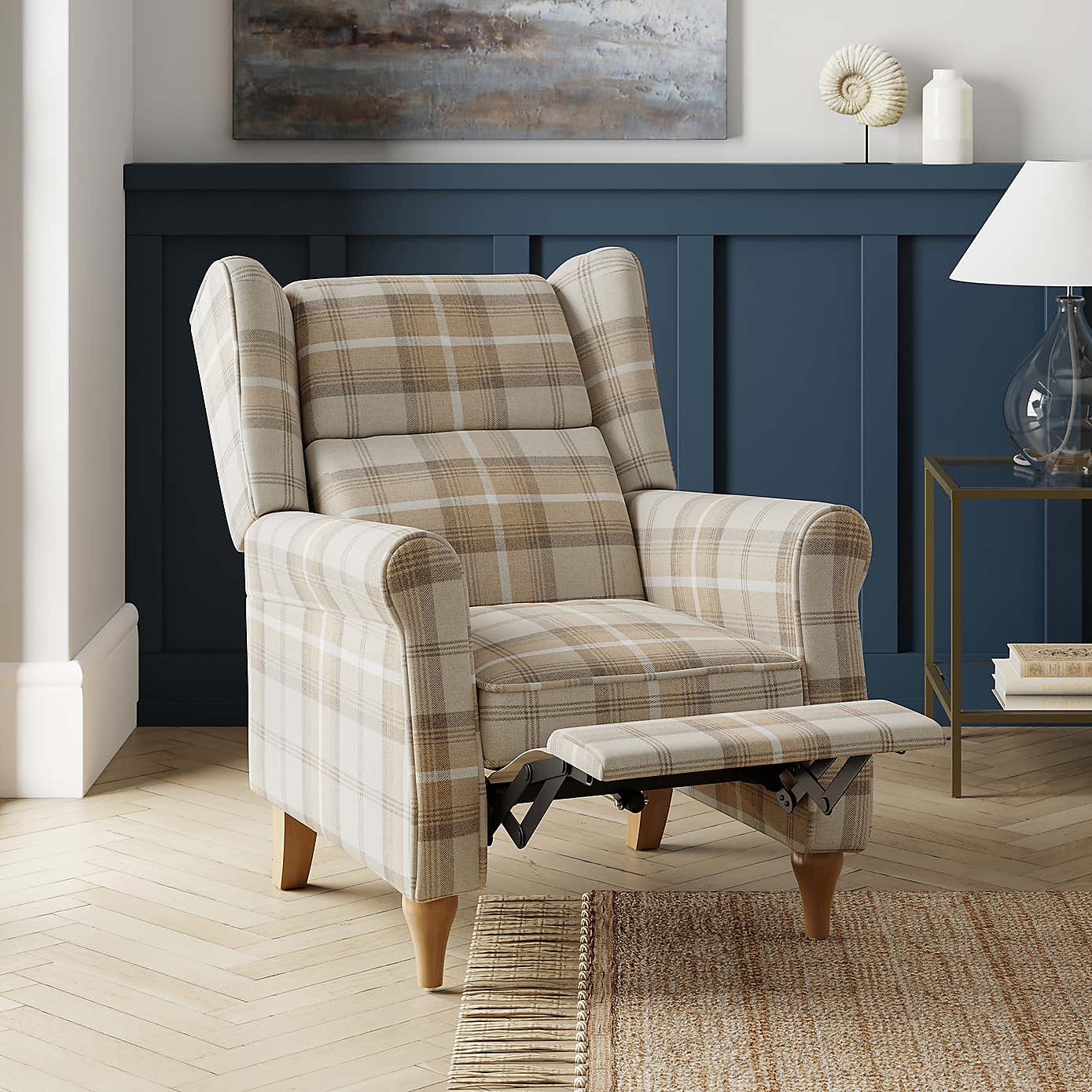Oswald Padded Pushback Check Armchair