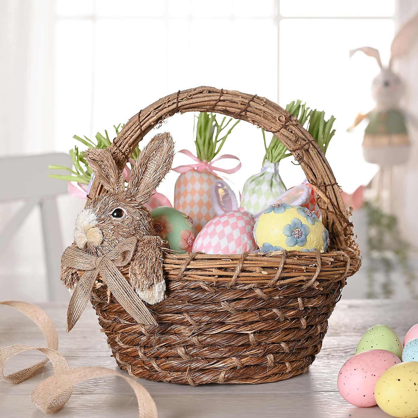 Eggs traordinary Gifting Company Woven Basket With Bunny Character