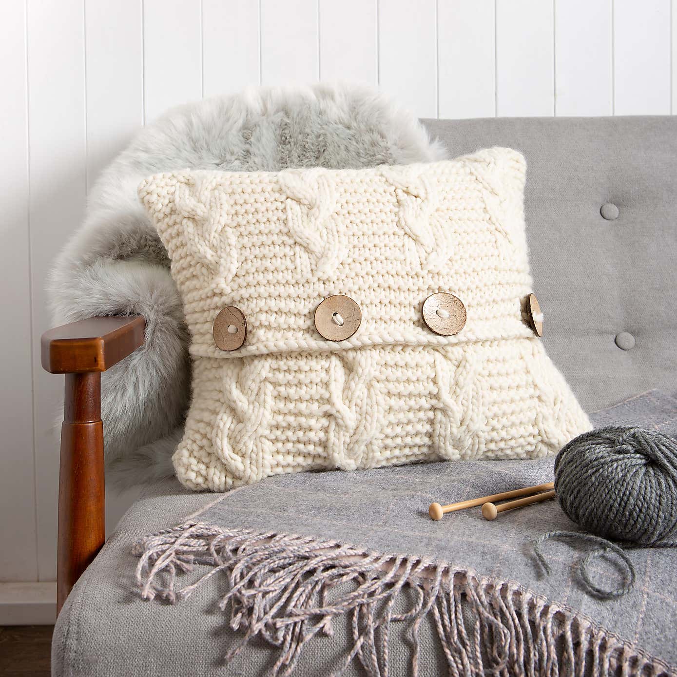 Wool Couture Cable Cushion Knitting Kit