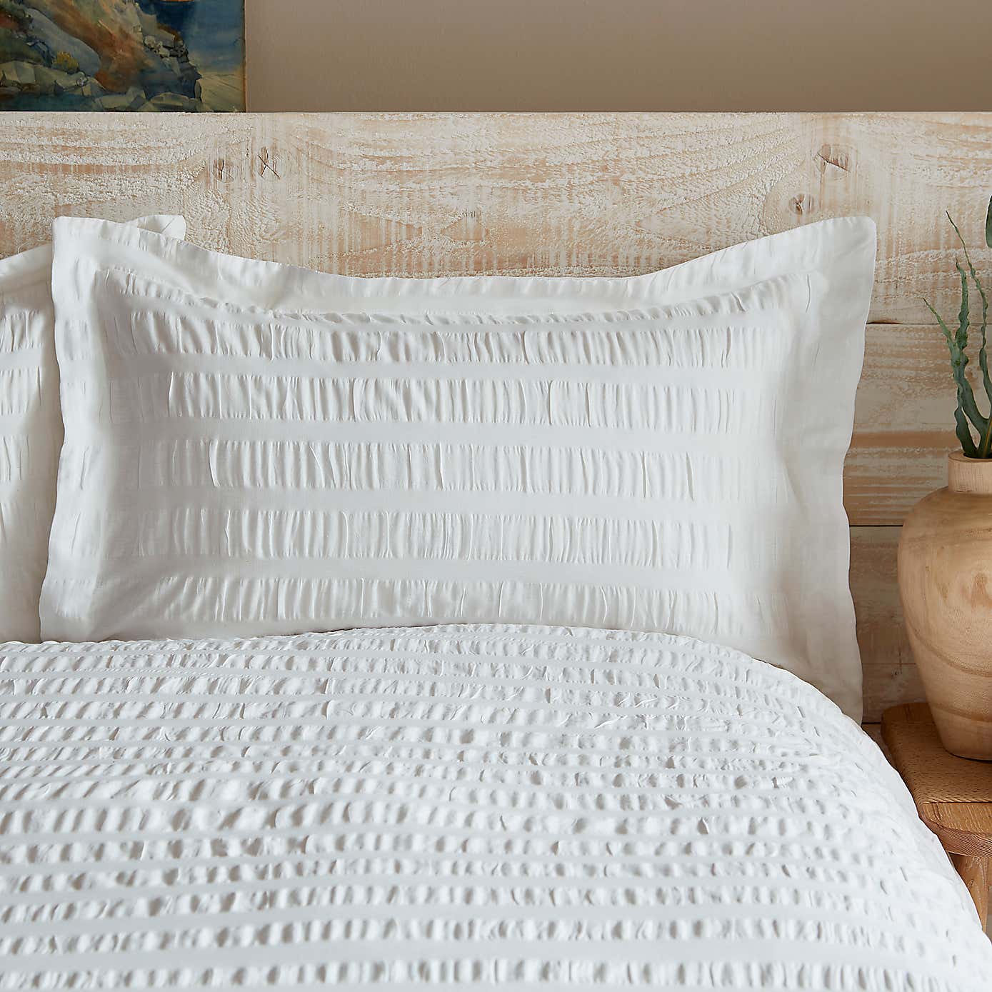 Aria Seersucker Powder Blue Duvet Cover and Pillowcase Set