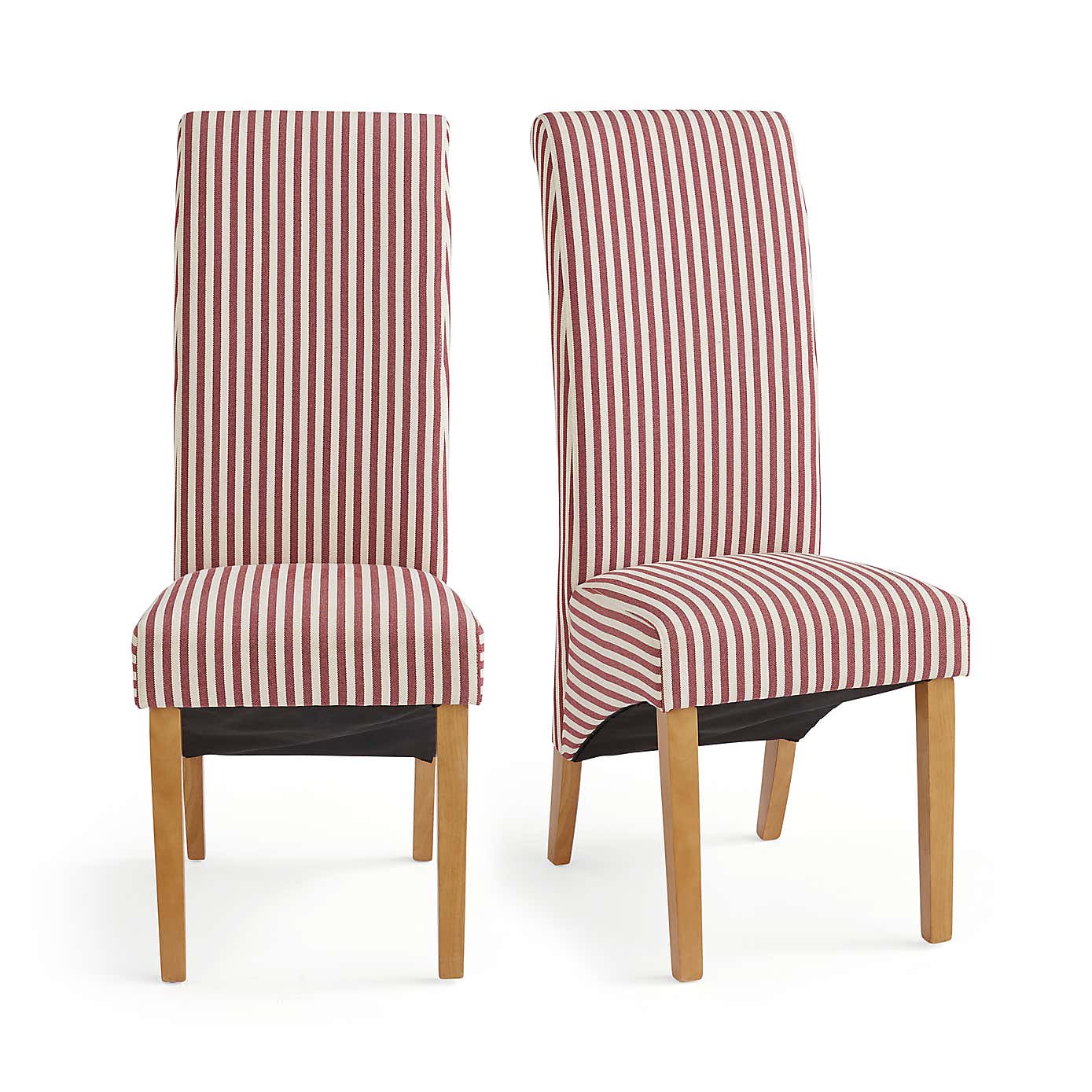 Set of 2 Chester Linford Stripe Dining Chairs, Fabric