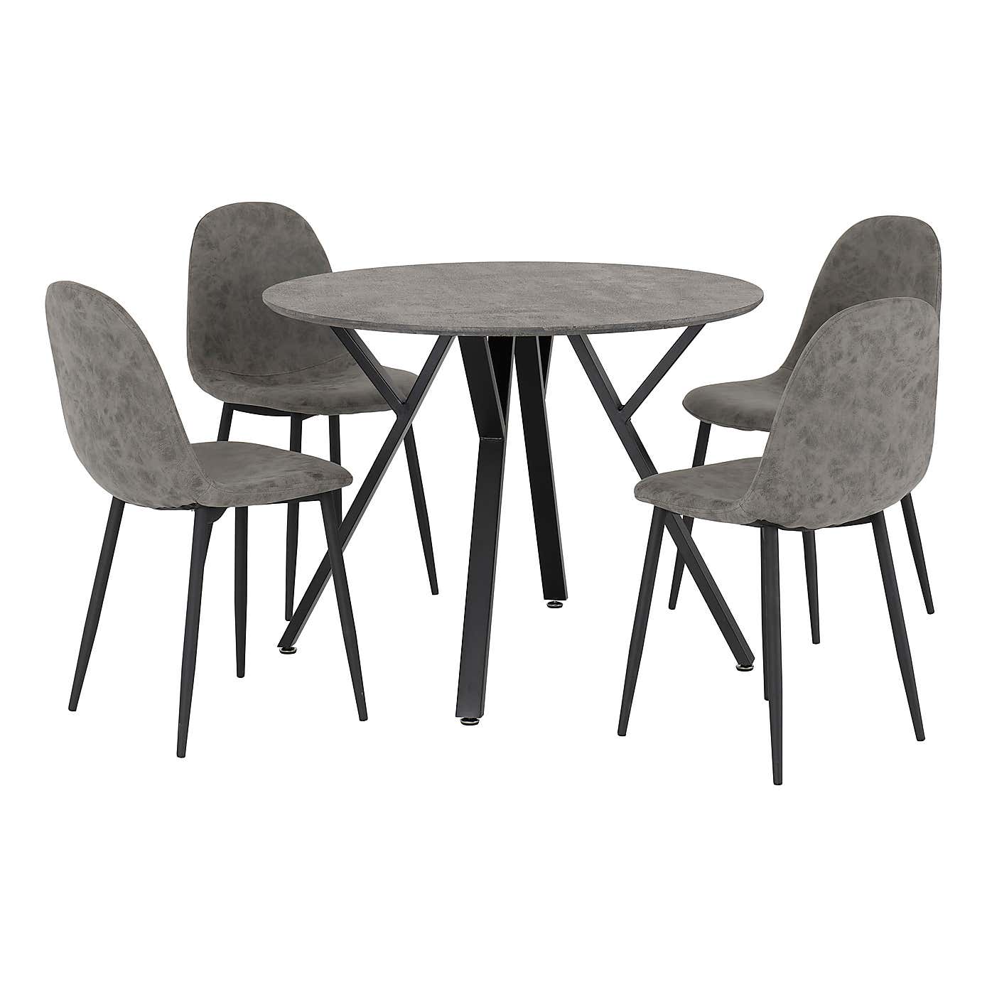 Athens Round Concrete Effect Dining Set