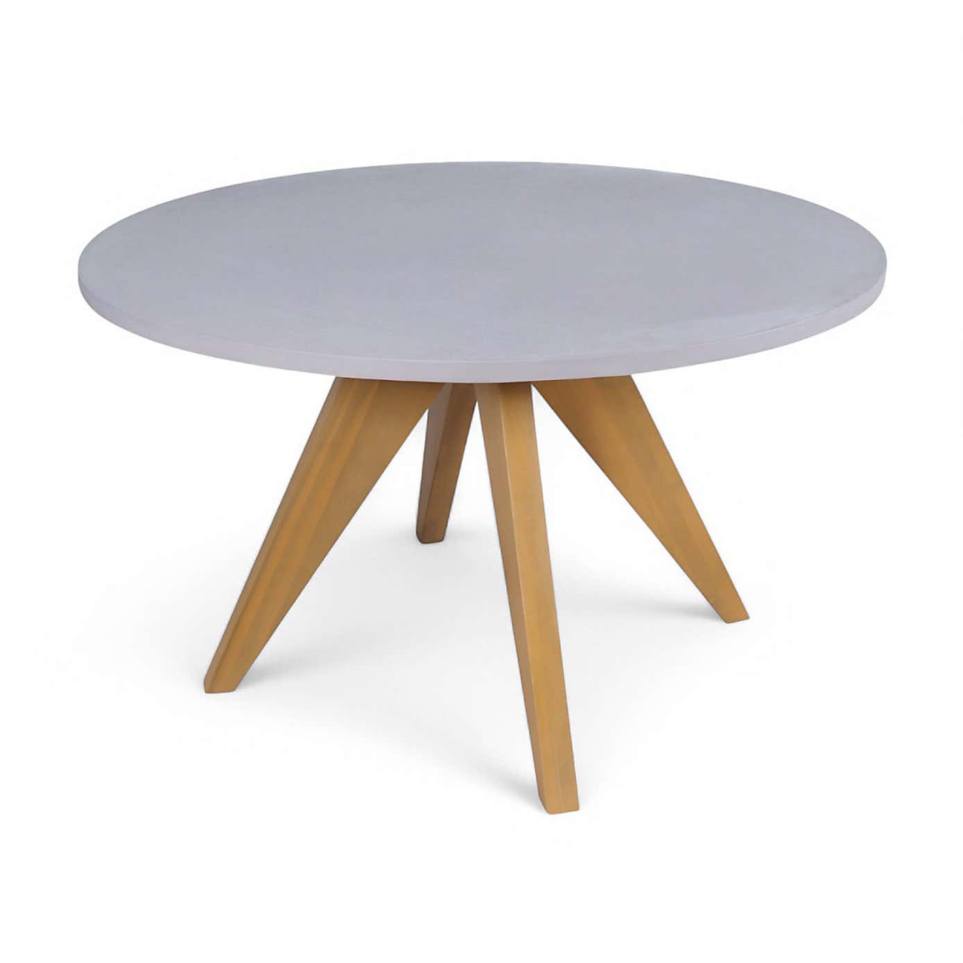 A.Mir Luna Round Outdoor Concrete Dining Table with 4 Sol Dining Chairs