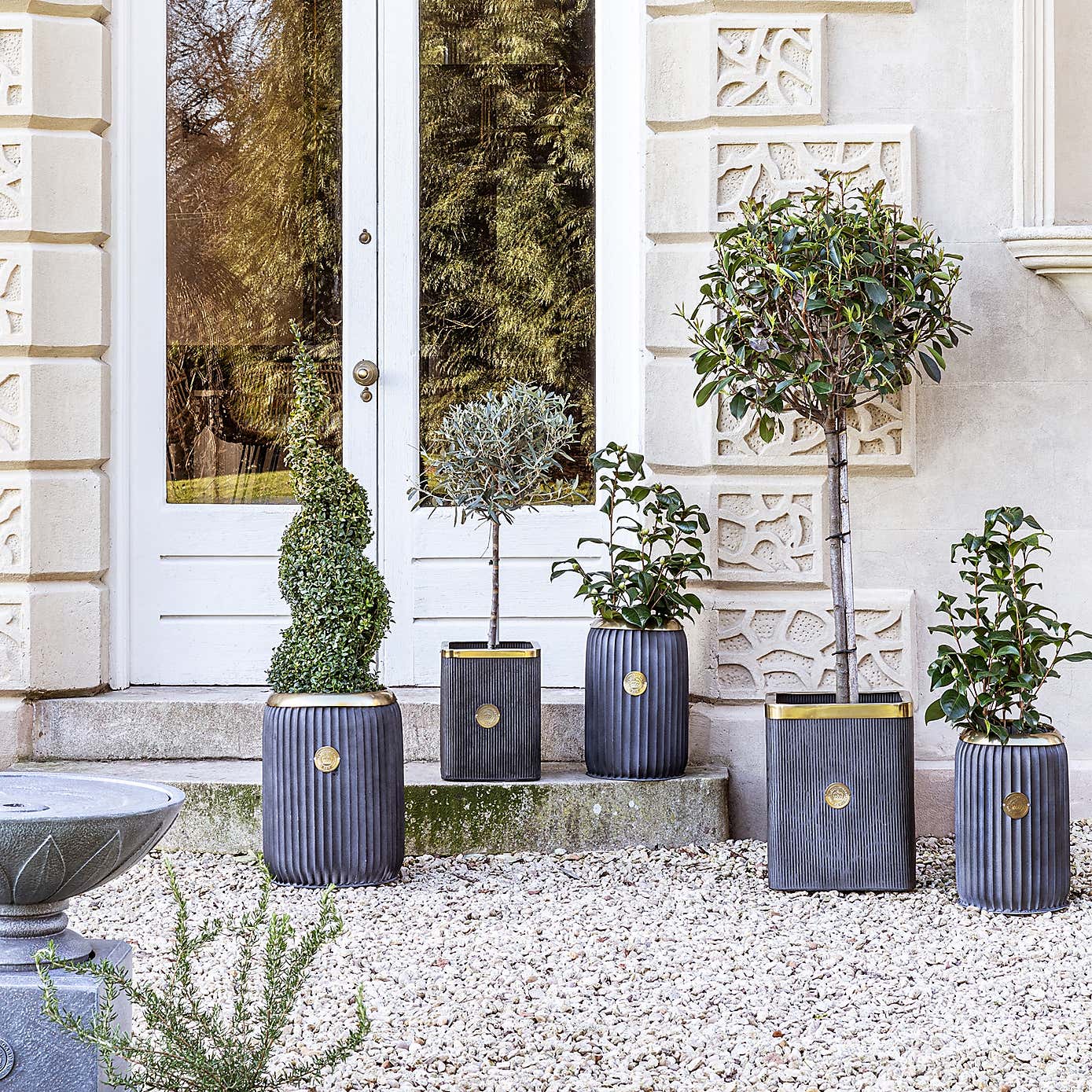 Set of 2 Kew Outdoor Indoor Antique Lead Richmond Planter