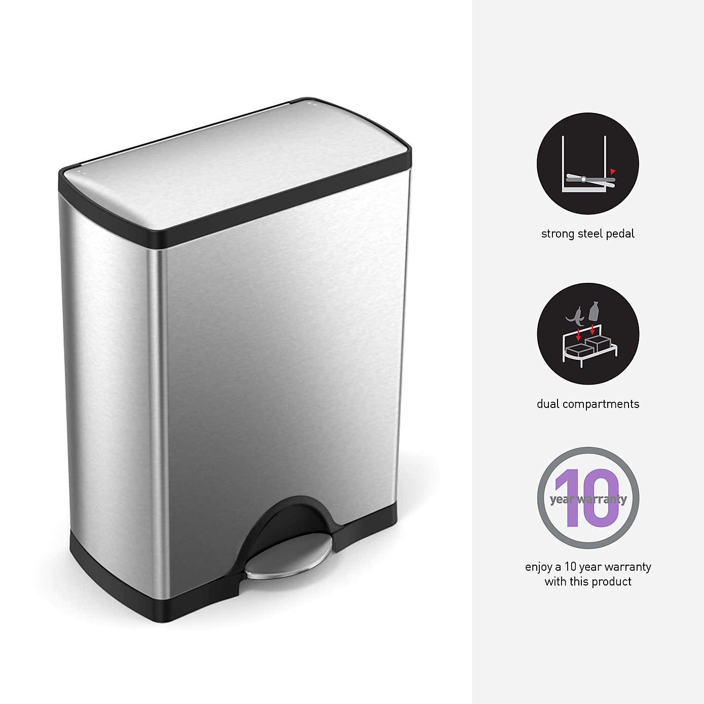 simplehuman 46 Litre Dual Compartment Pedal Bin