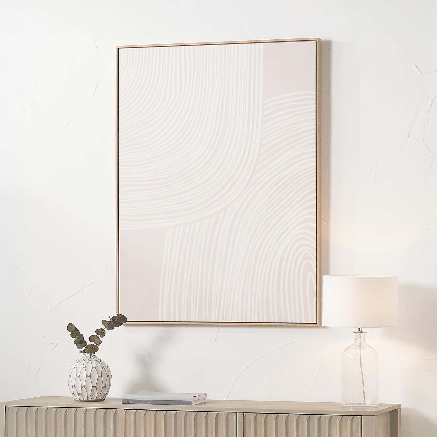 Natural & White Abstract Lines Framed Canvas