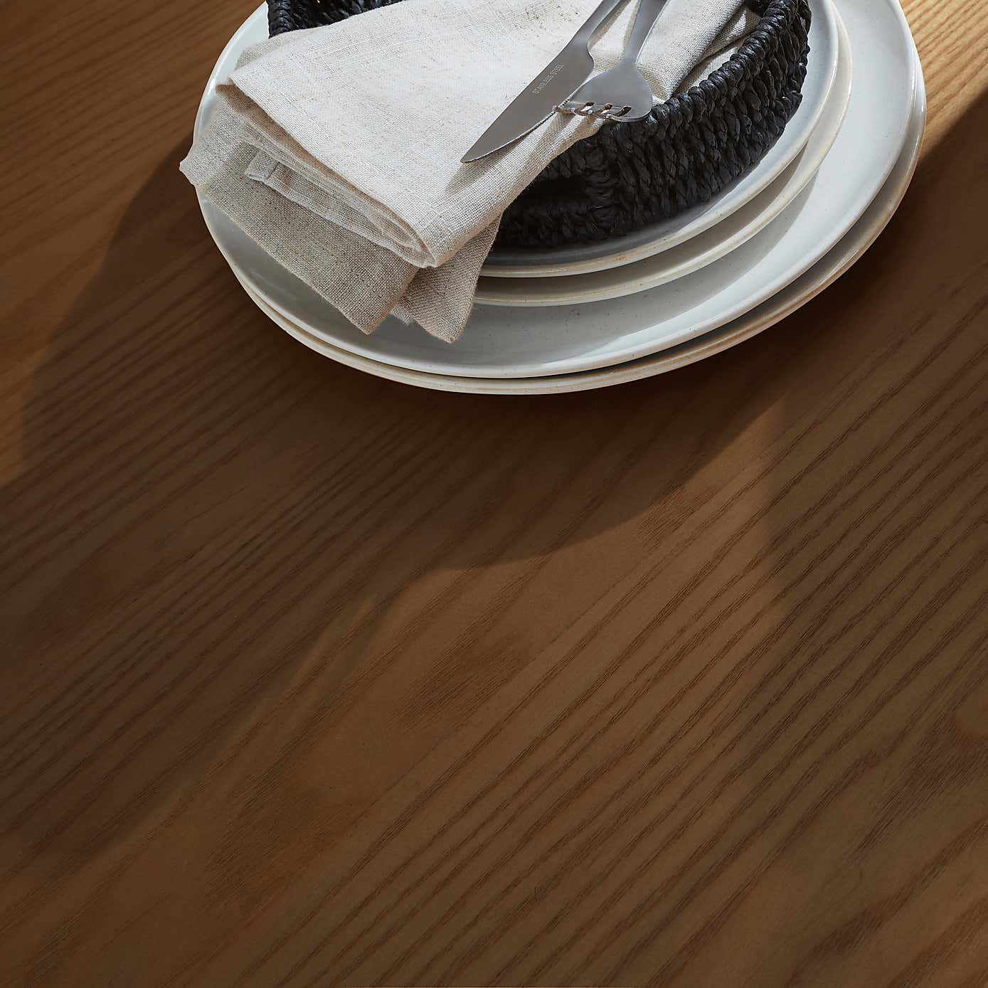 Amari Round Dining Table with Melia Dark Stained Dining Chairs