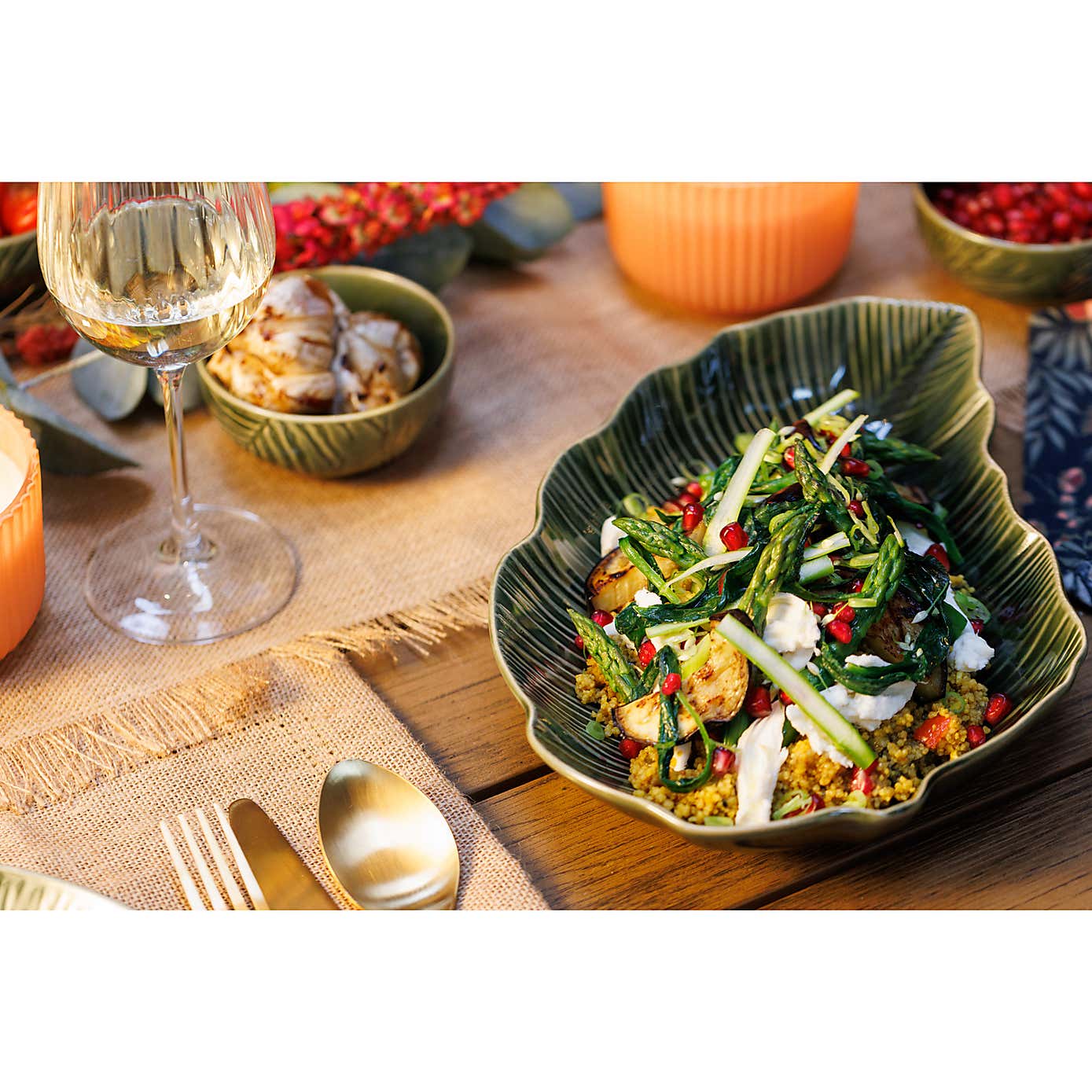 Mikasa Jardin Green Leaf Stoneware Serving Platter