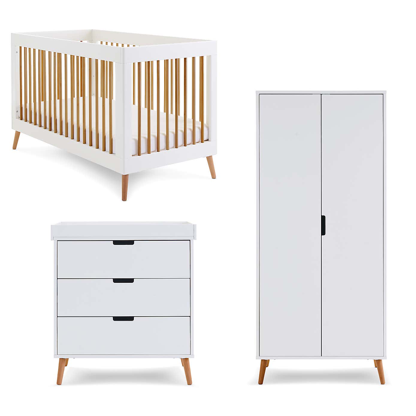 OBaby Maya 3 Piece Nursery Room Set, White