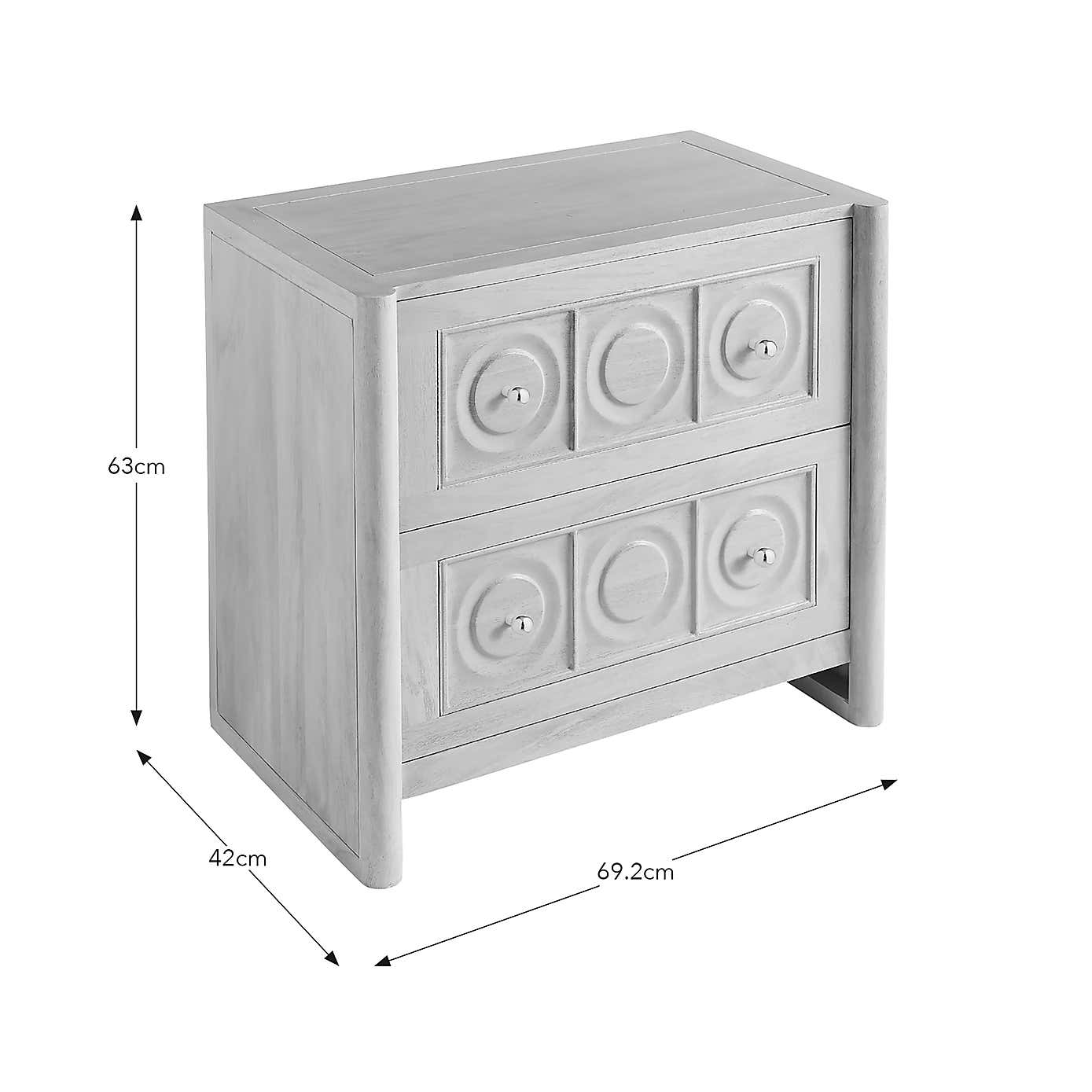 Theodore 2 Drawer Wide Bedside Table