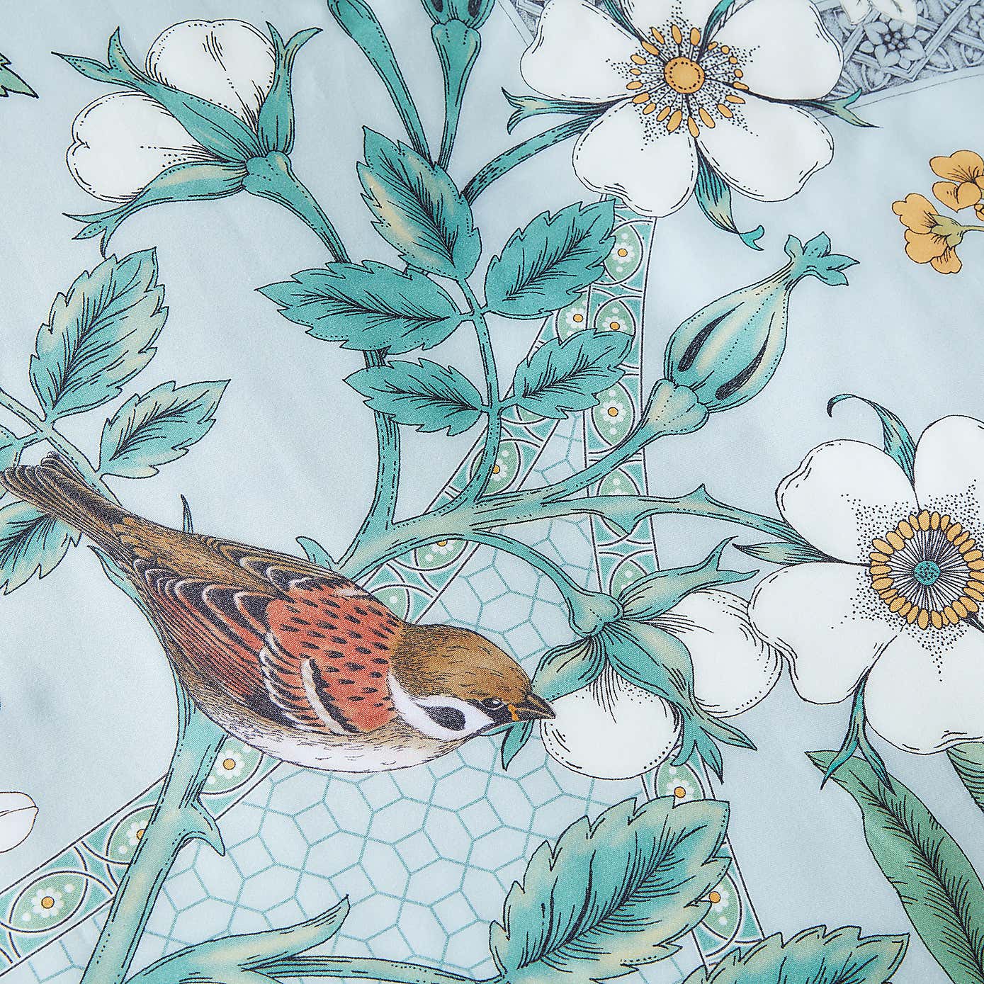 Garden Birds Sage Cotton Duvet Cover and Pillowcase Set