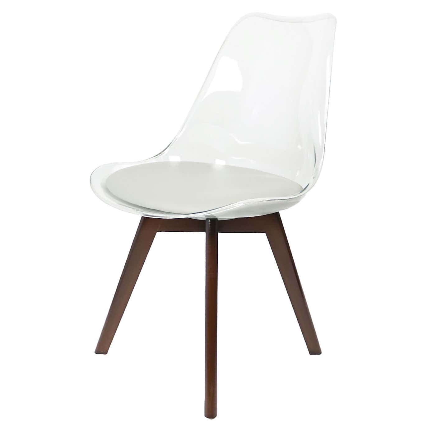 Fusion Living Soho Clear Plastic Dining Chair with Squared Legs