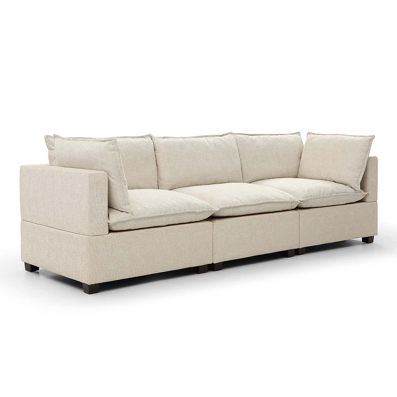 Moda 3 Seater Modular Sofa, Natural Boucle