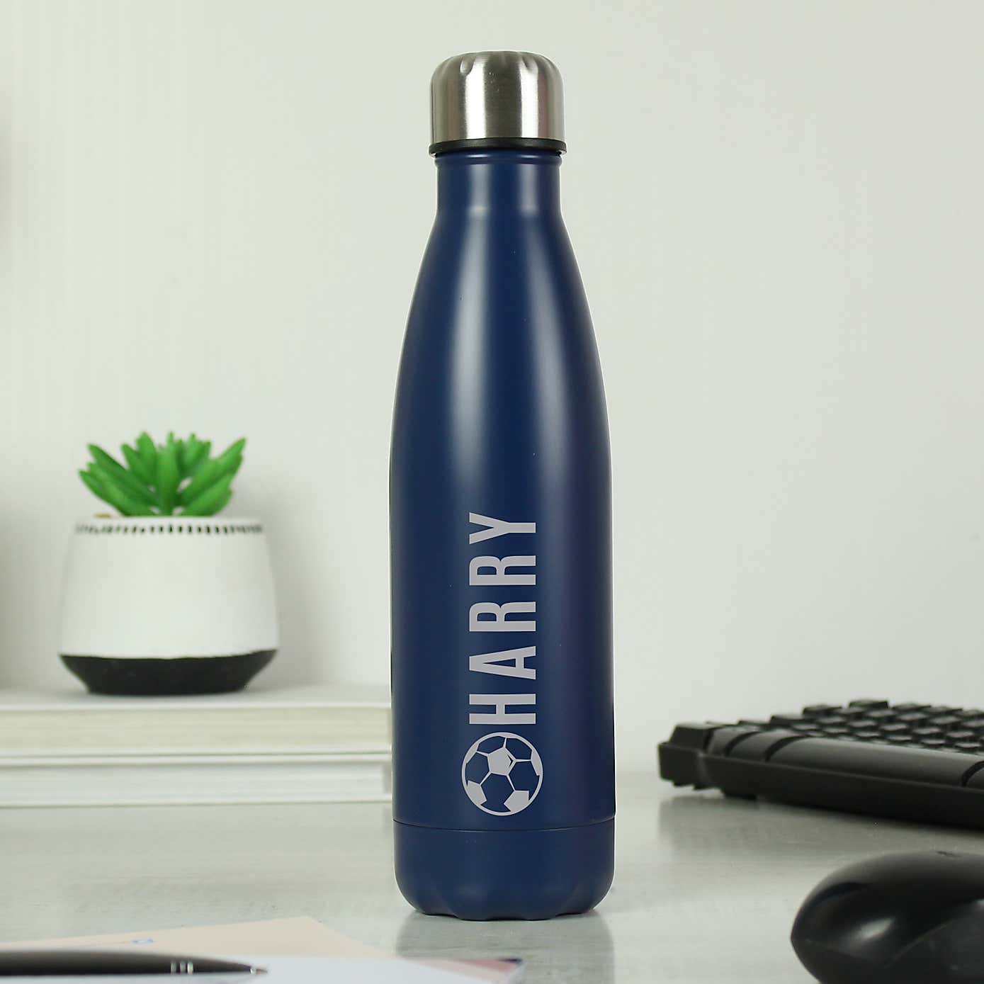 Personalised Football Metal Insulated Drinks Bottle