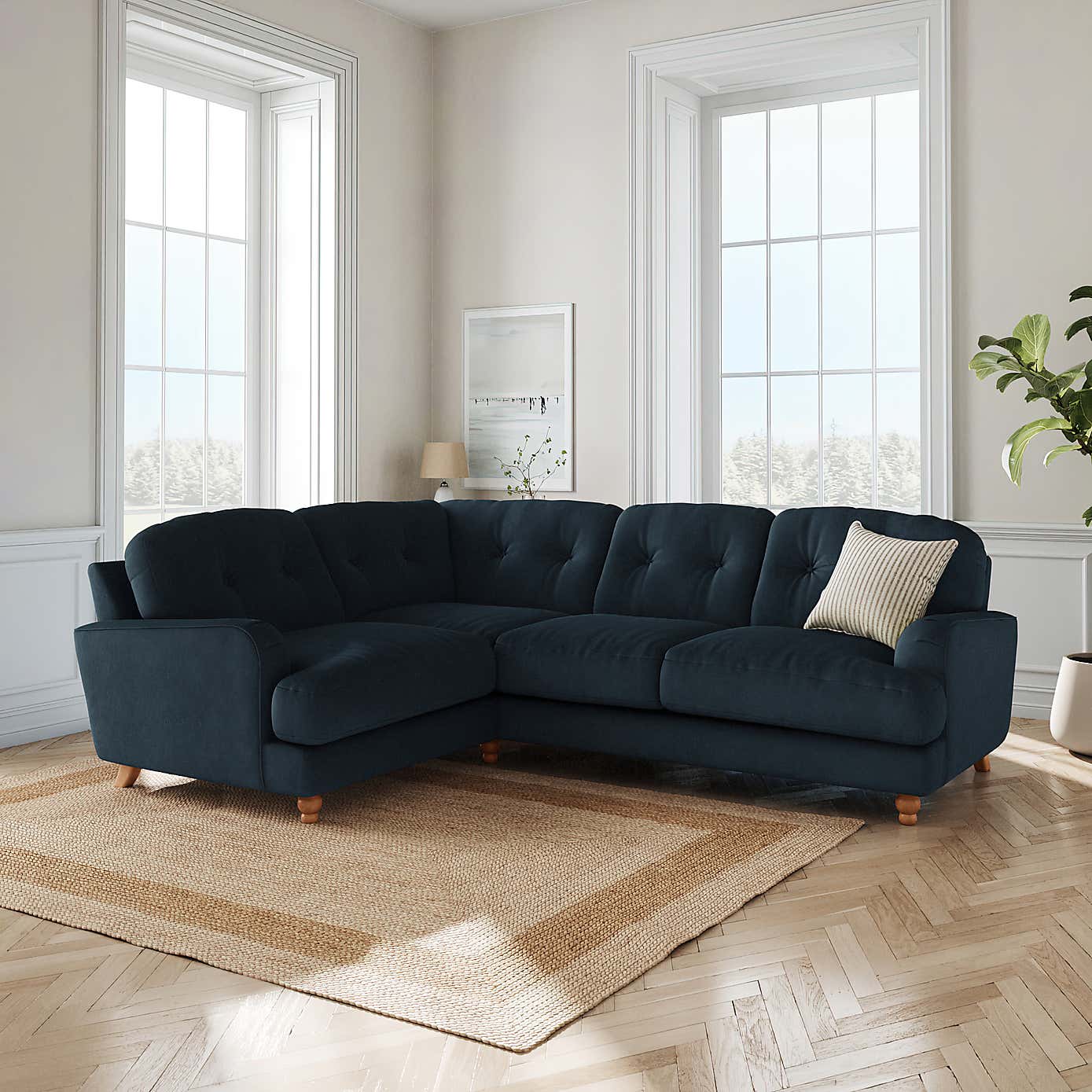 Martha Matte Plush Velvet Full Corner Sofa