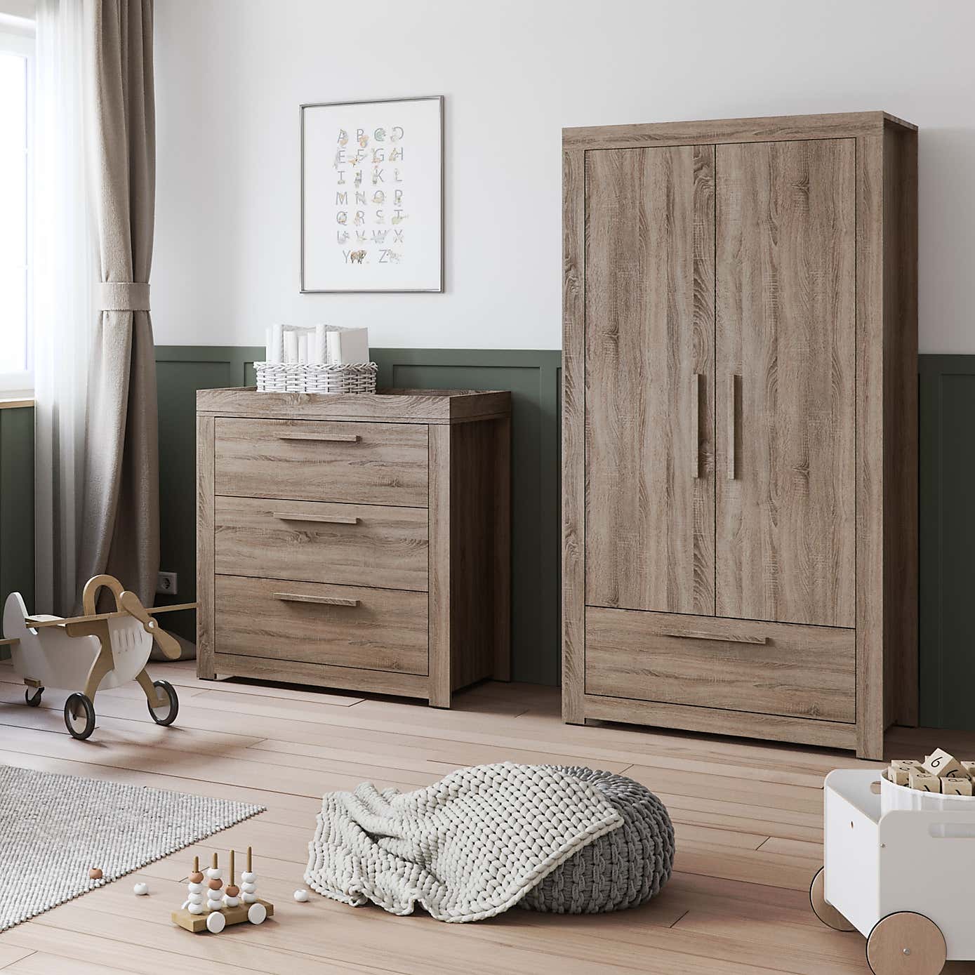 Little Acorns Ellesmere 3 Drawer Chest and Wardrobe Nursery Set